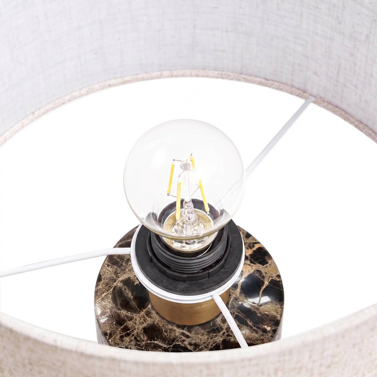 Lampe à poser en textile moderne, Marcella marron, crème, LUCANDE