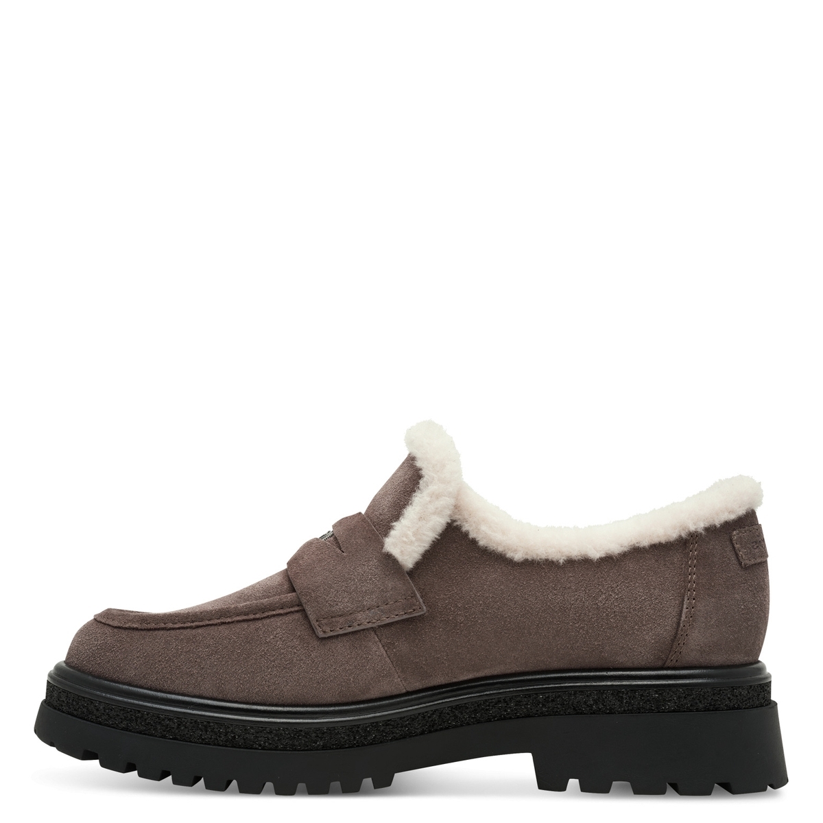 Slipper en cuir marron taupe, TAMARIS