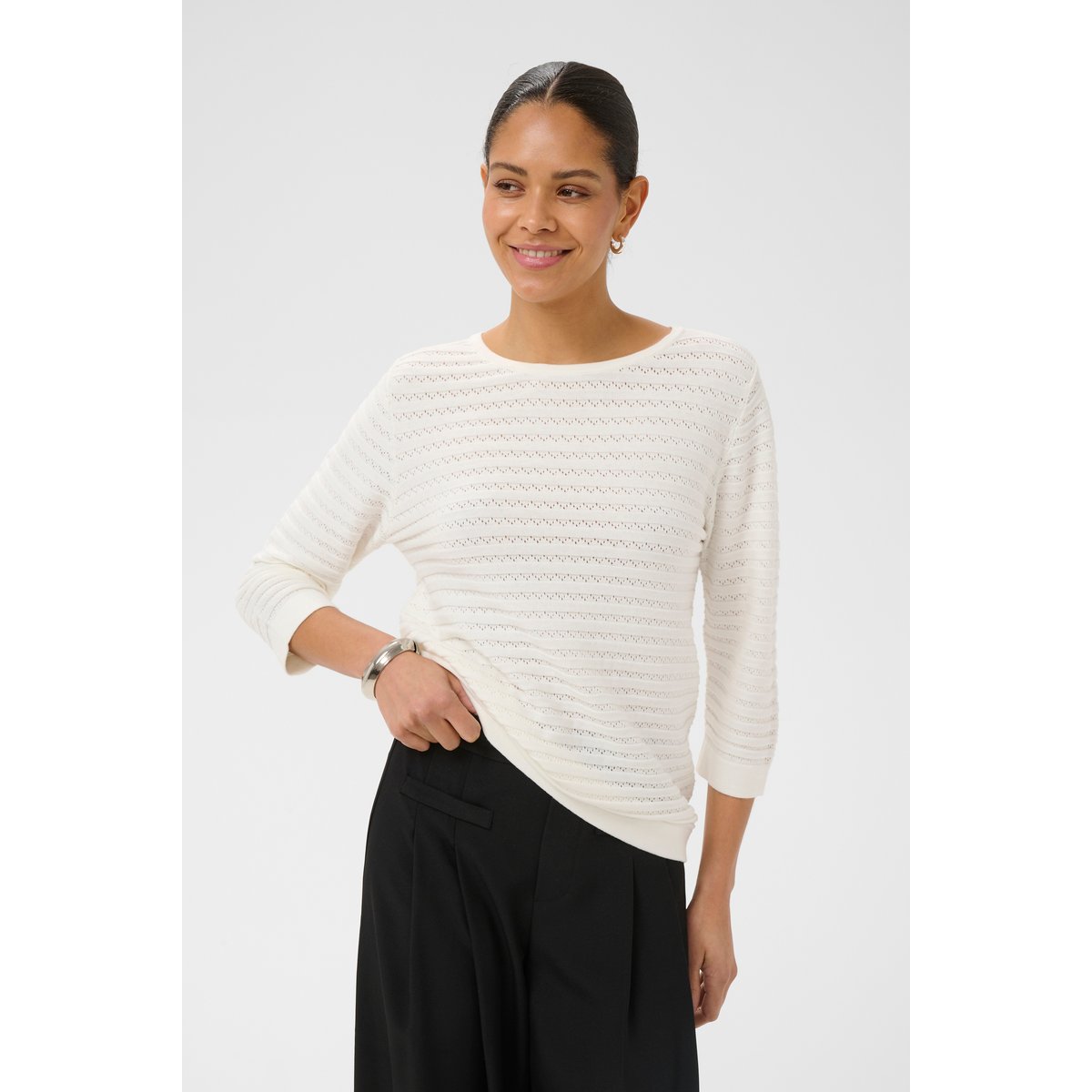 Pullover tricoté blanc chalk cc., KAFFE