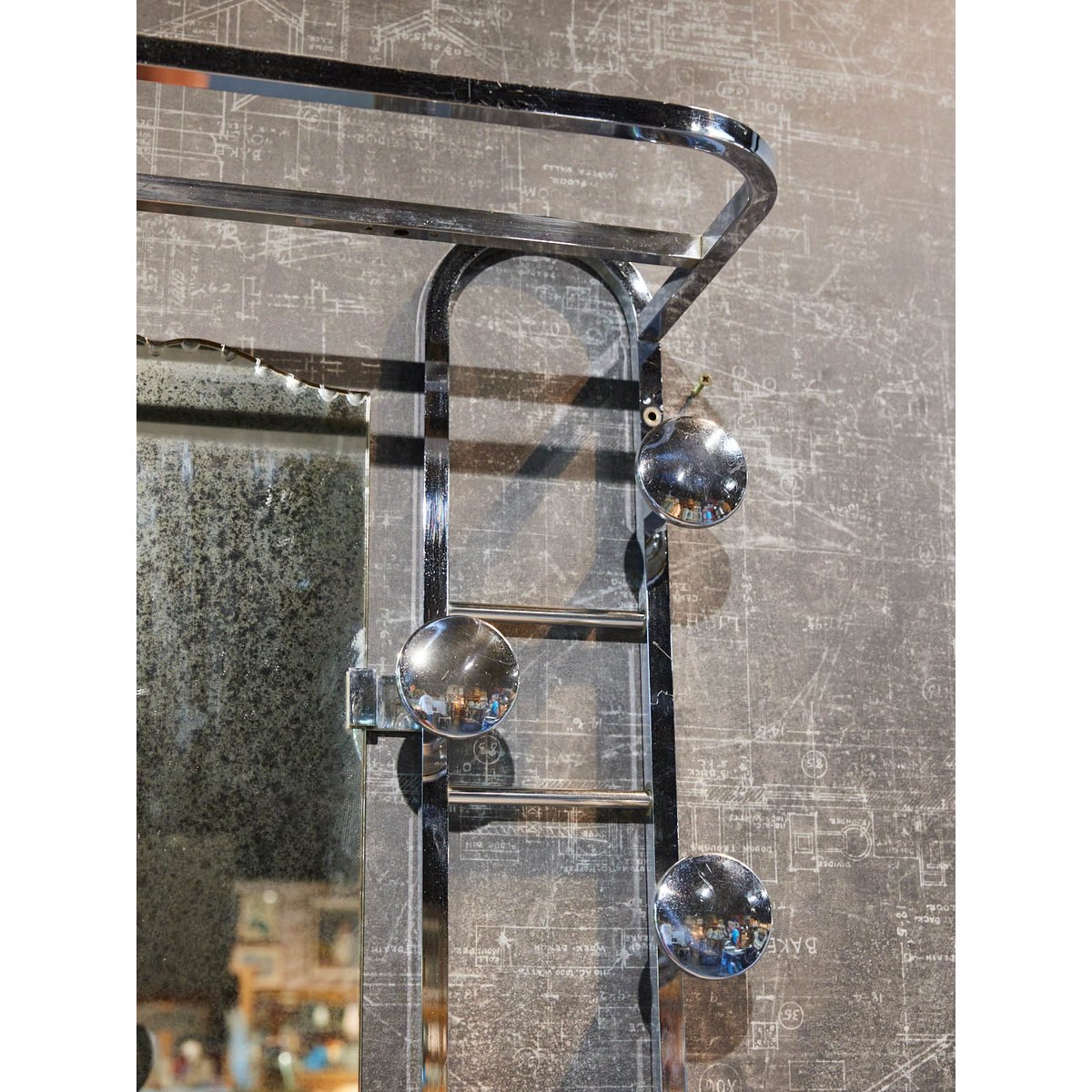 Porte-manteau de train Art déco Charlie N°434 - Bon état miroir, DEBONGOUT
