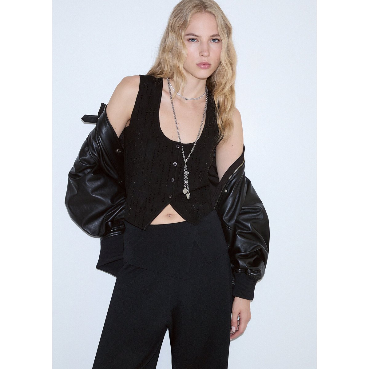 Gilet avec strass noir, LIU JO