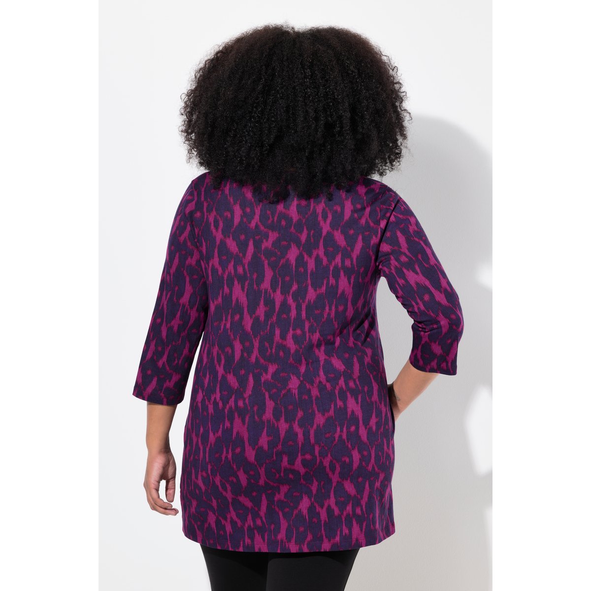 T-shirt long, coupe évasée noir, ULLA POPKEN