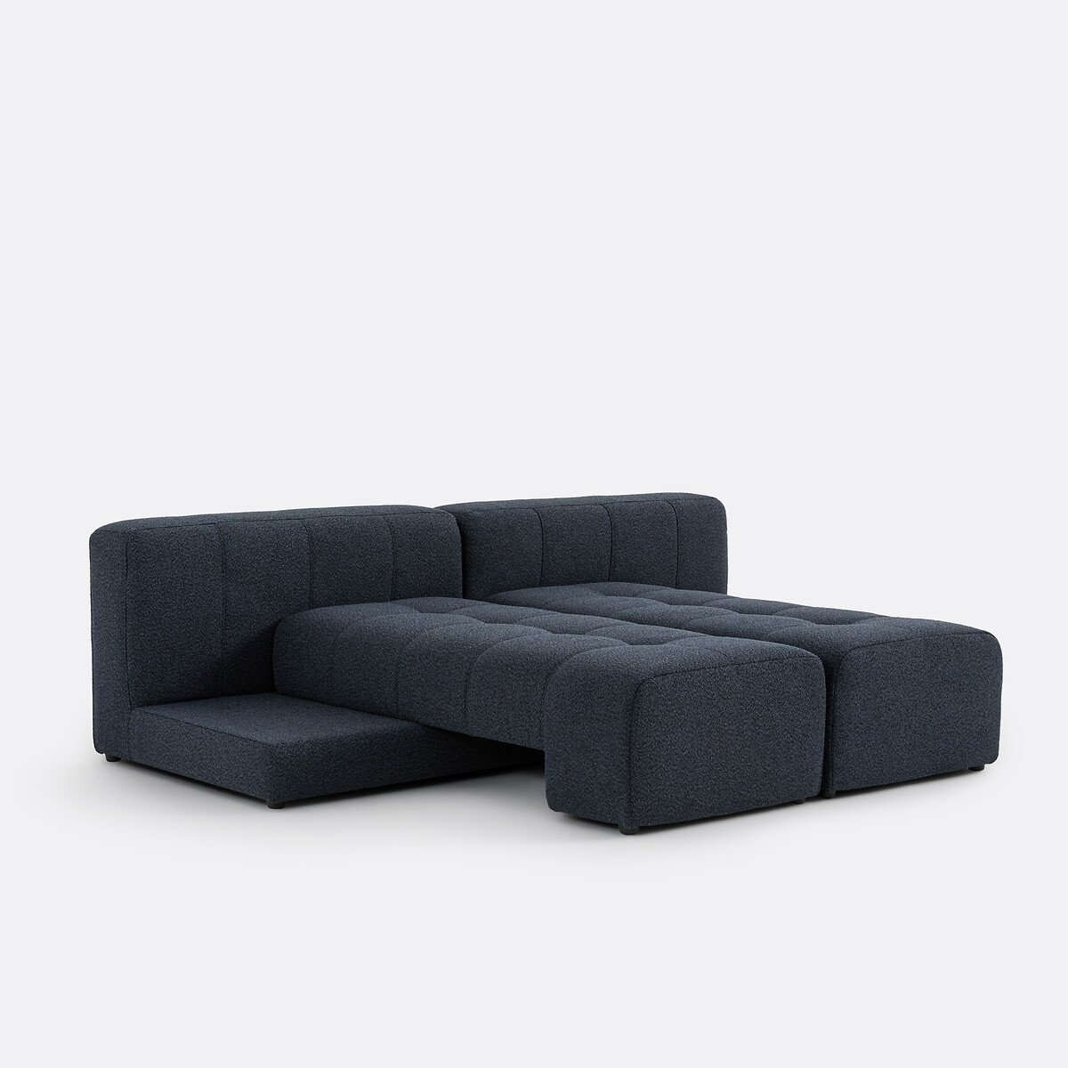 Canapé droit, 5 places, 4 en 1, en bouclette fine, FANO bleu, LA REDOUTE INTERIEURS