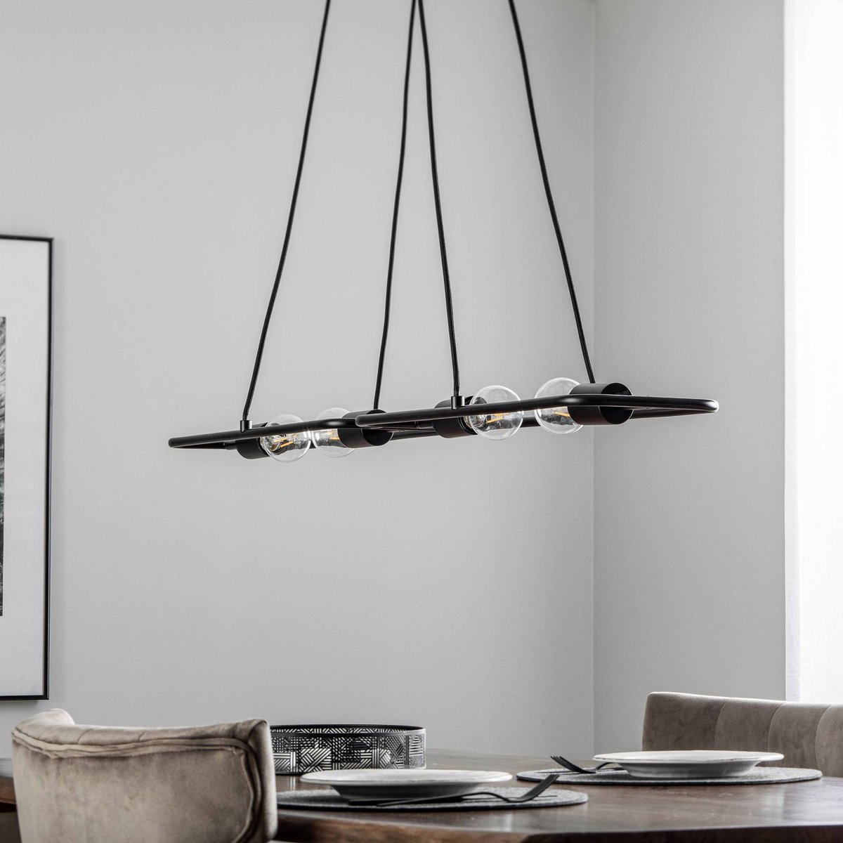 Suspension en métal design, Tornike noir mat, LUCANDE