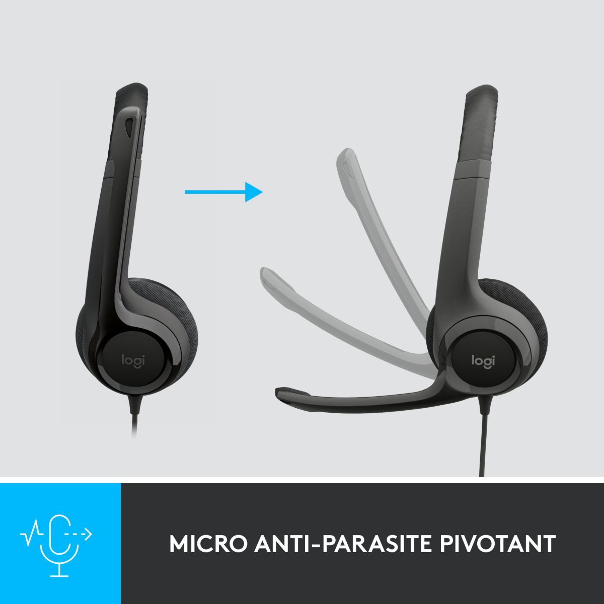 Micro-casque H390 USB stéréo noir, LOGITECH