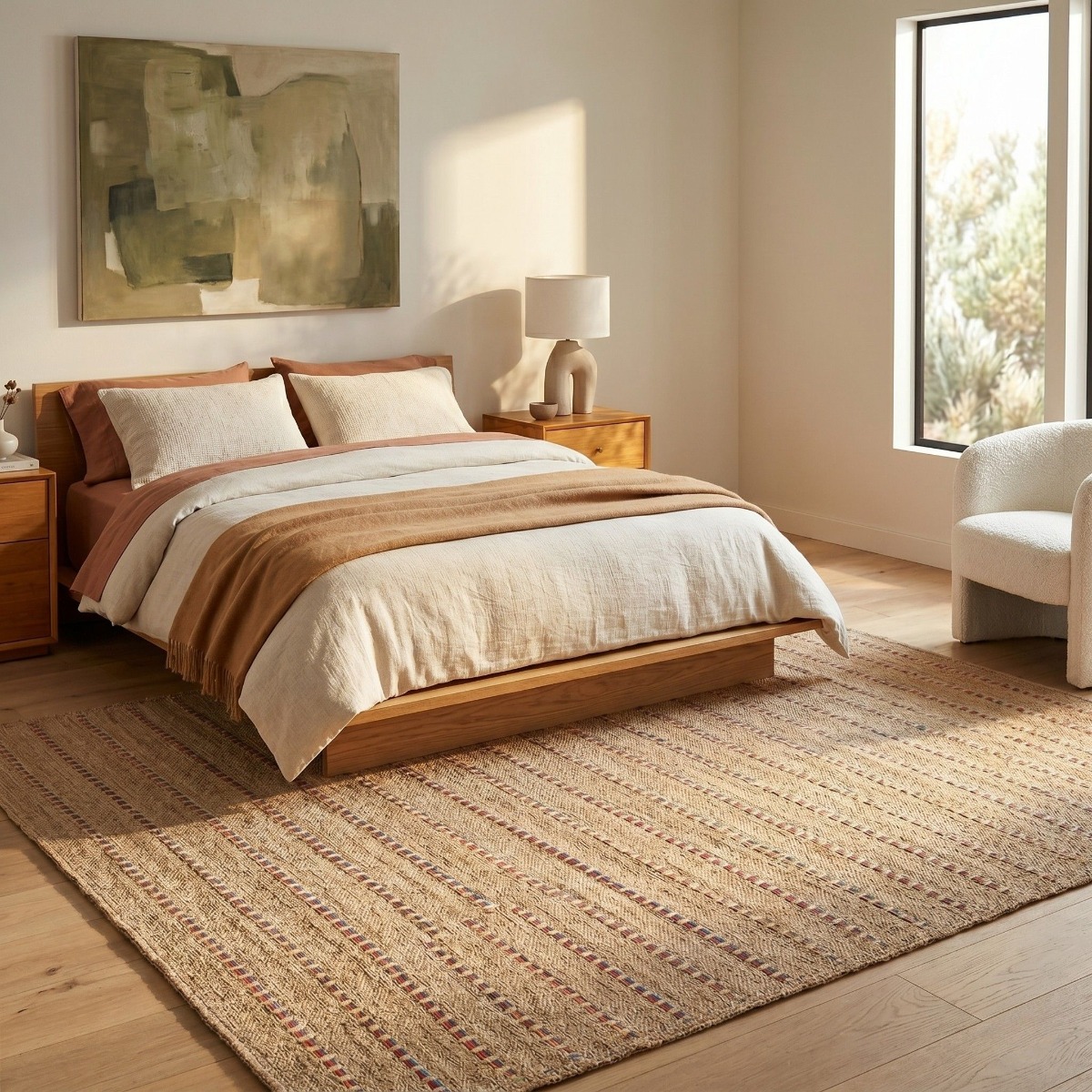 Tapis extérieur intérieur aspect jute JUTA LOOK LIGNES beige, THE DECO FACTORY