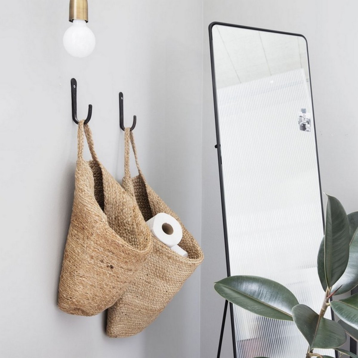 Panier rangement à suspendre chanvre Mira beige, HOUSE DOCTOR