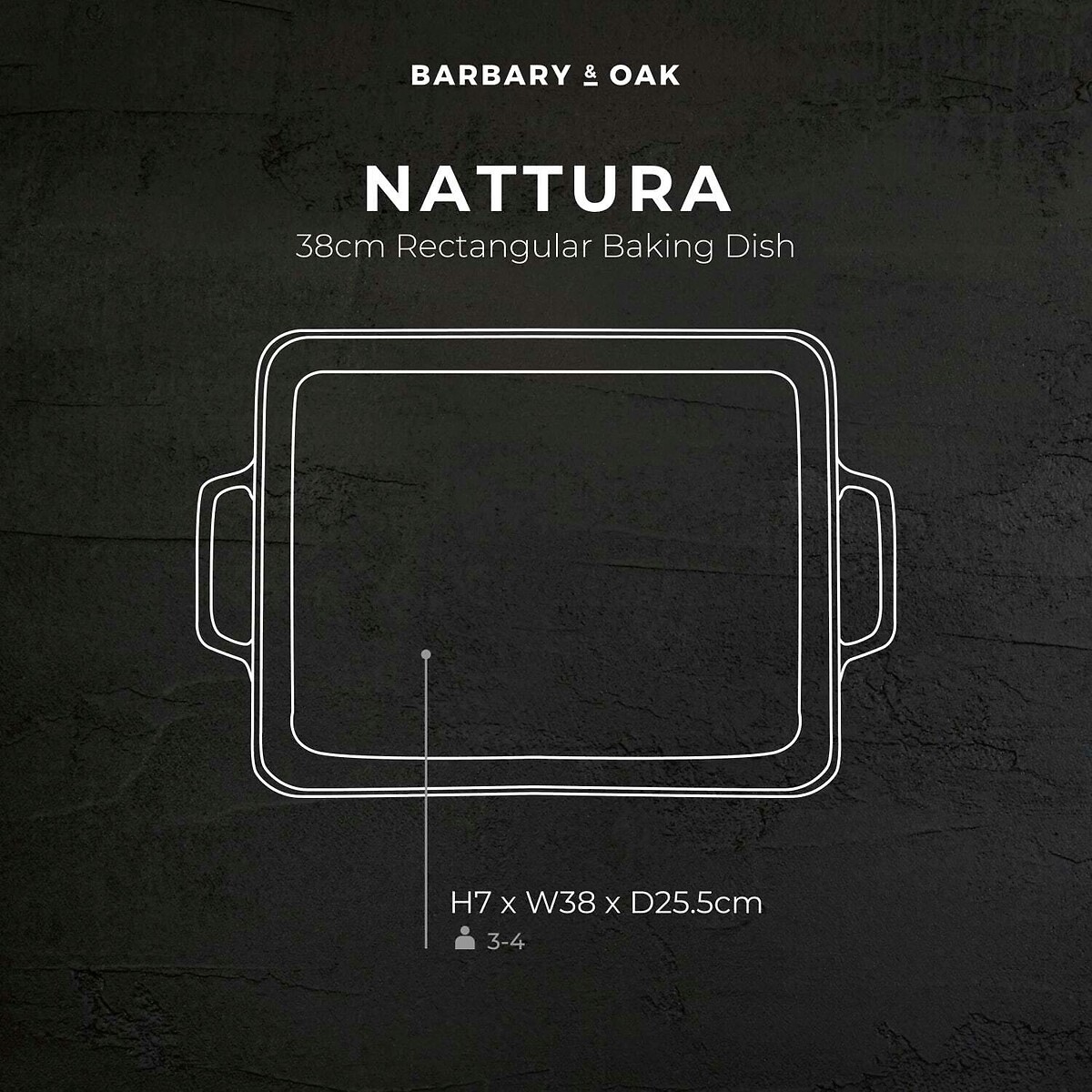 38cm Nattura Rectangular Roasting Dish teal, BARBARY & OAK