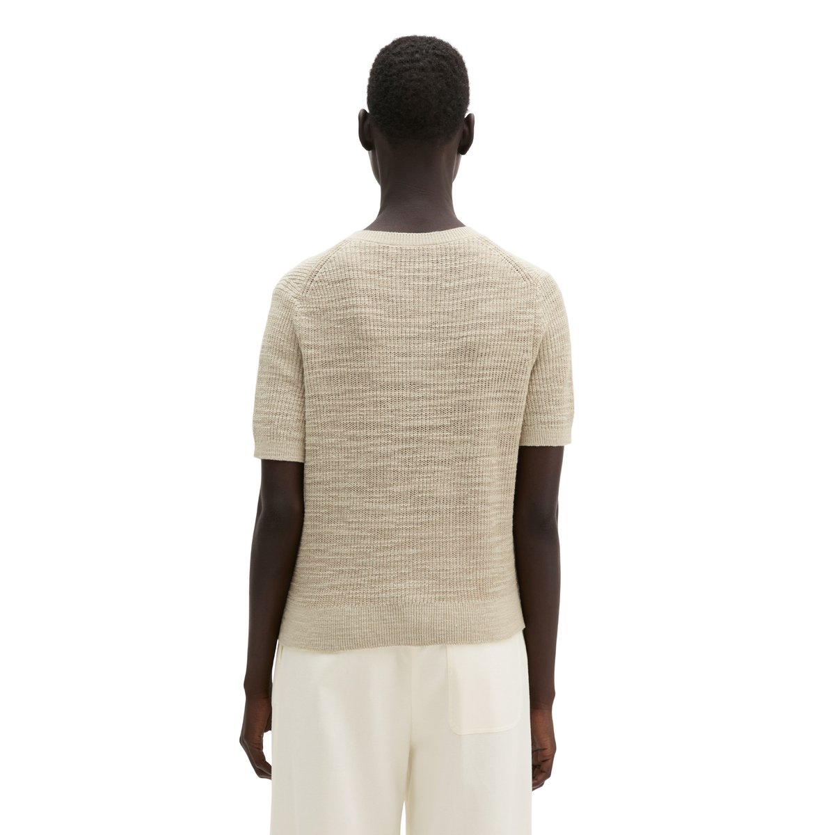 Slub-Cardigan loose en mélange de lin et de coton beige, MARC O'POLO