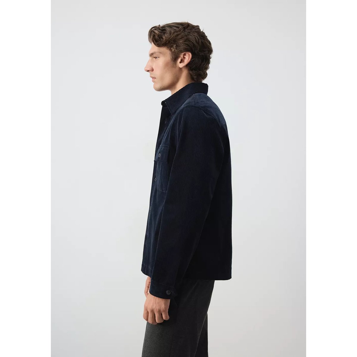 Surchemise velours côtelé poches bleu marine, MANGO MAN