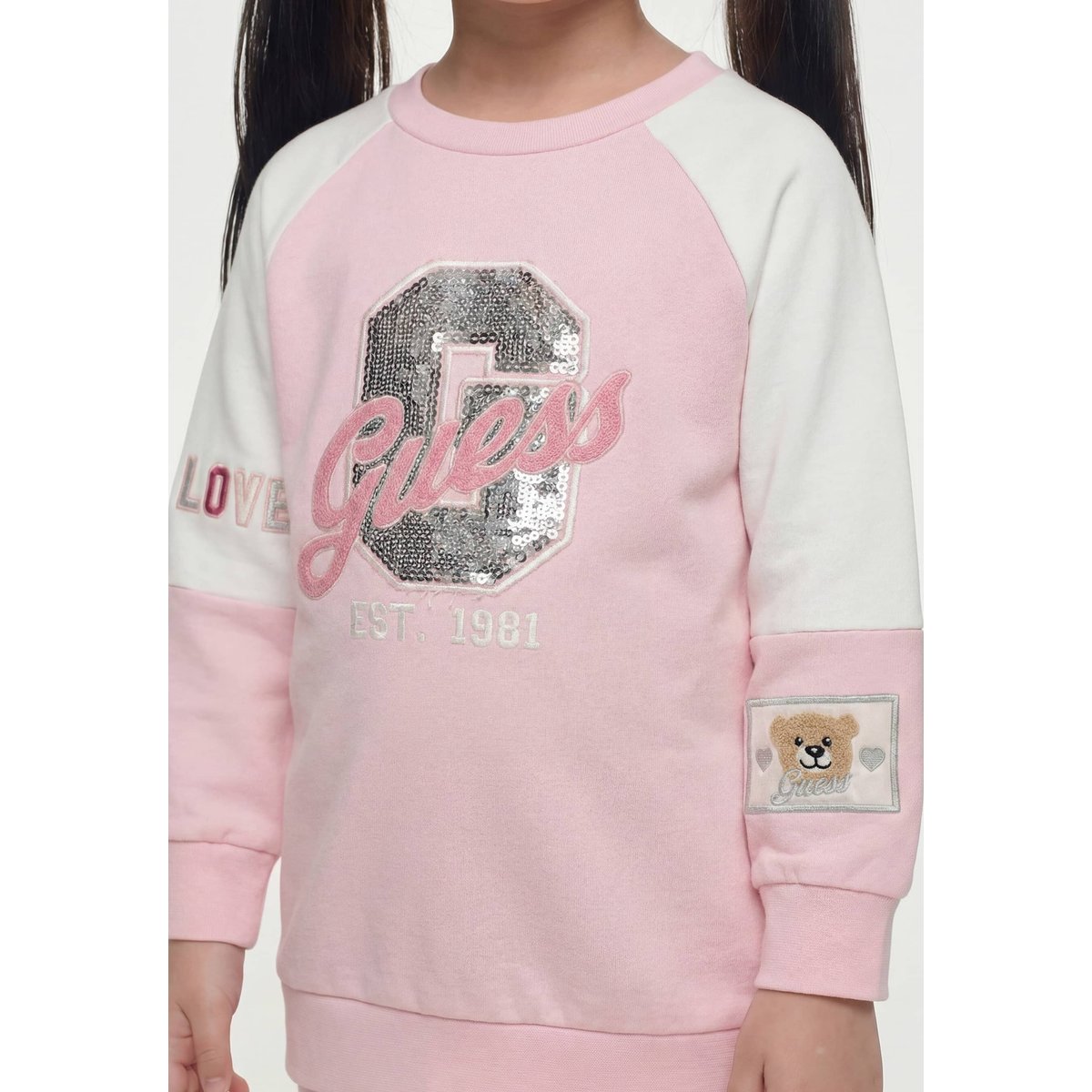Logo Pailleté Dress rose, GUESS KIDS