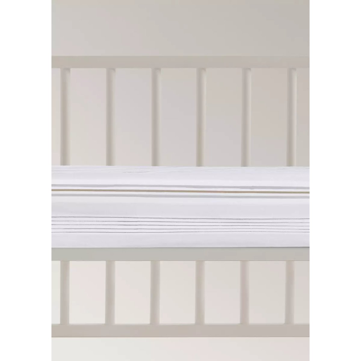 Drap-housse berceau percale de coton imprimé rayures gris, MANGO HOME