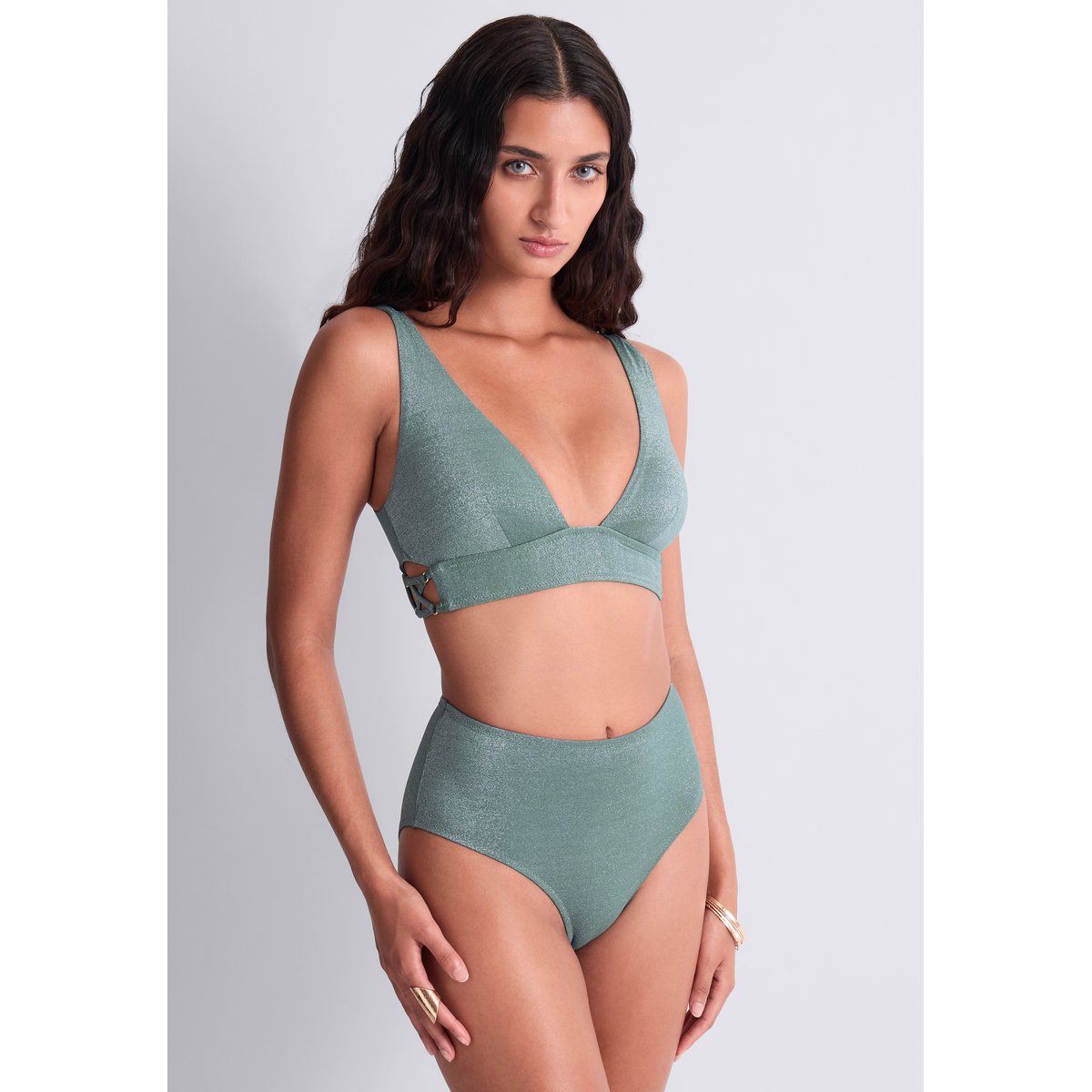 Bas de maillot de bain taille haute Summer Glow bleu, AUBADE