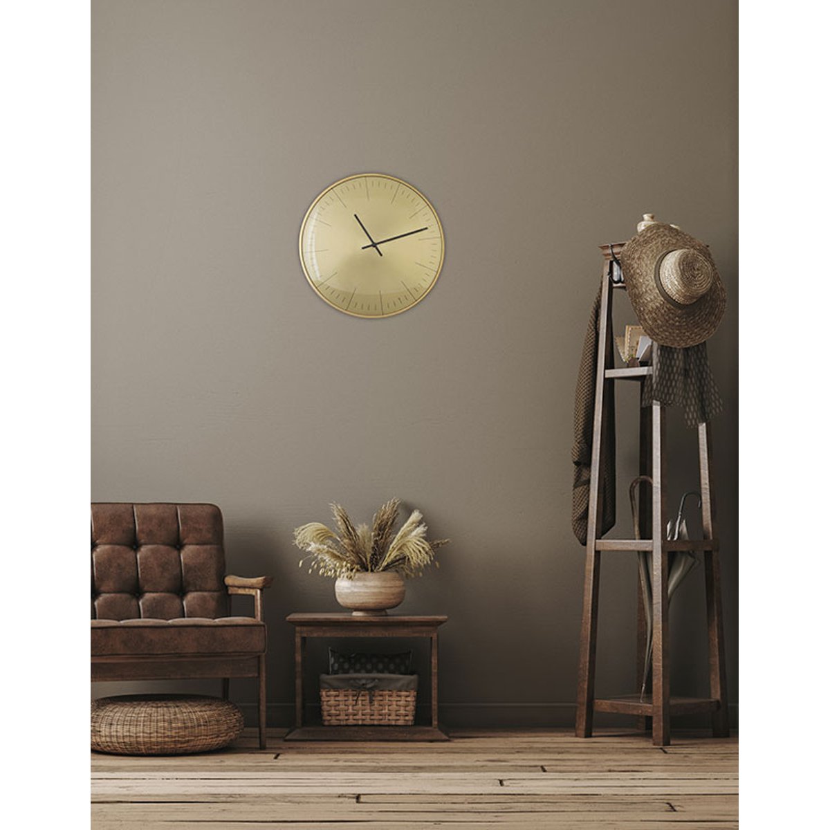 Horloge ronde convexe 30cm or, EMDE