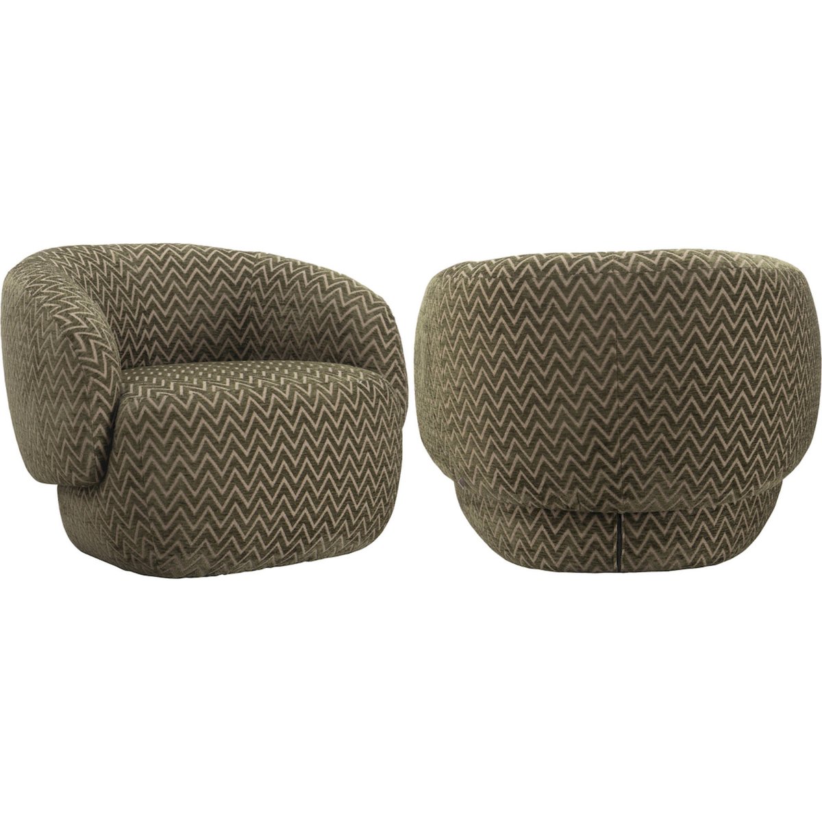 Fauteuil lounge à motif chevron vert mousse chevron beige, RECOLLECTION