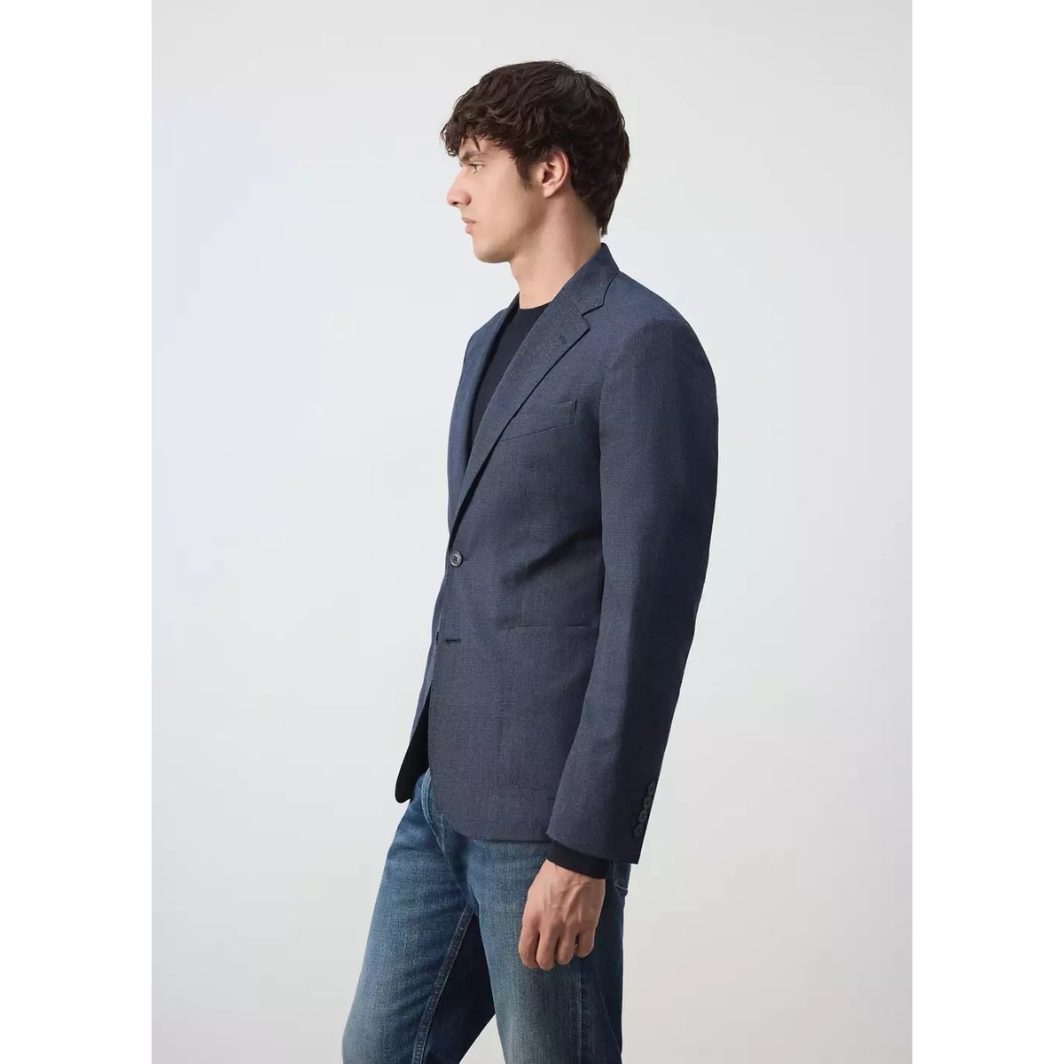 Veste laine mélangée slim-fit bleu marine, MANGO MAN