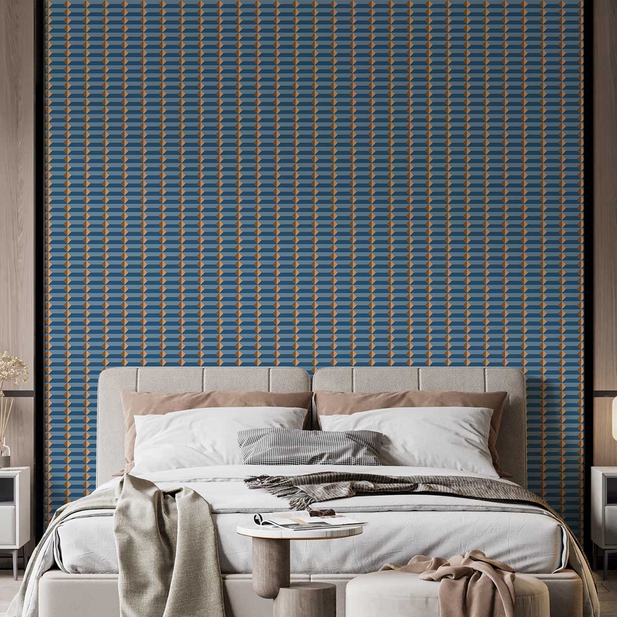 Papier peint, op art bleu bleu, HEXOA