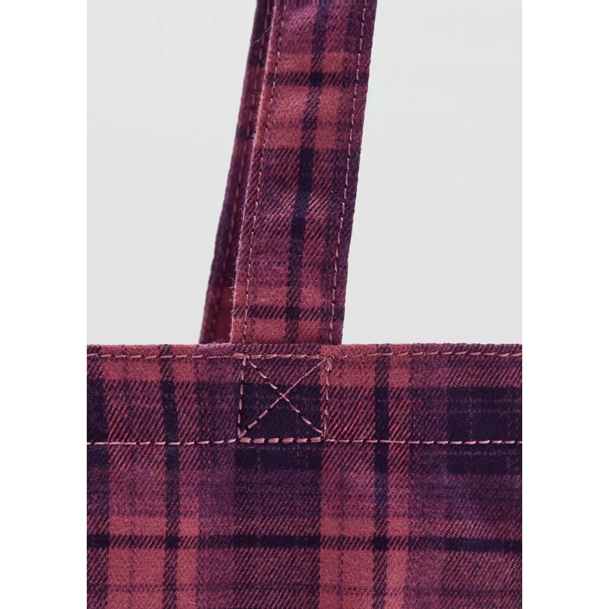 Sac cabas à carreaux avec texte brodé lilas, MANGO KIDS