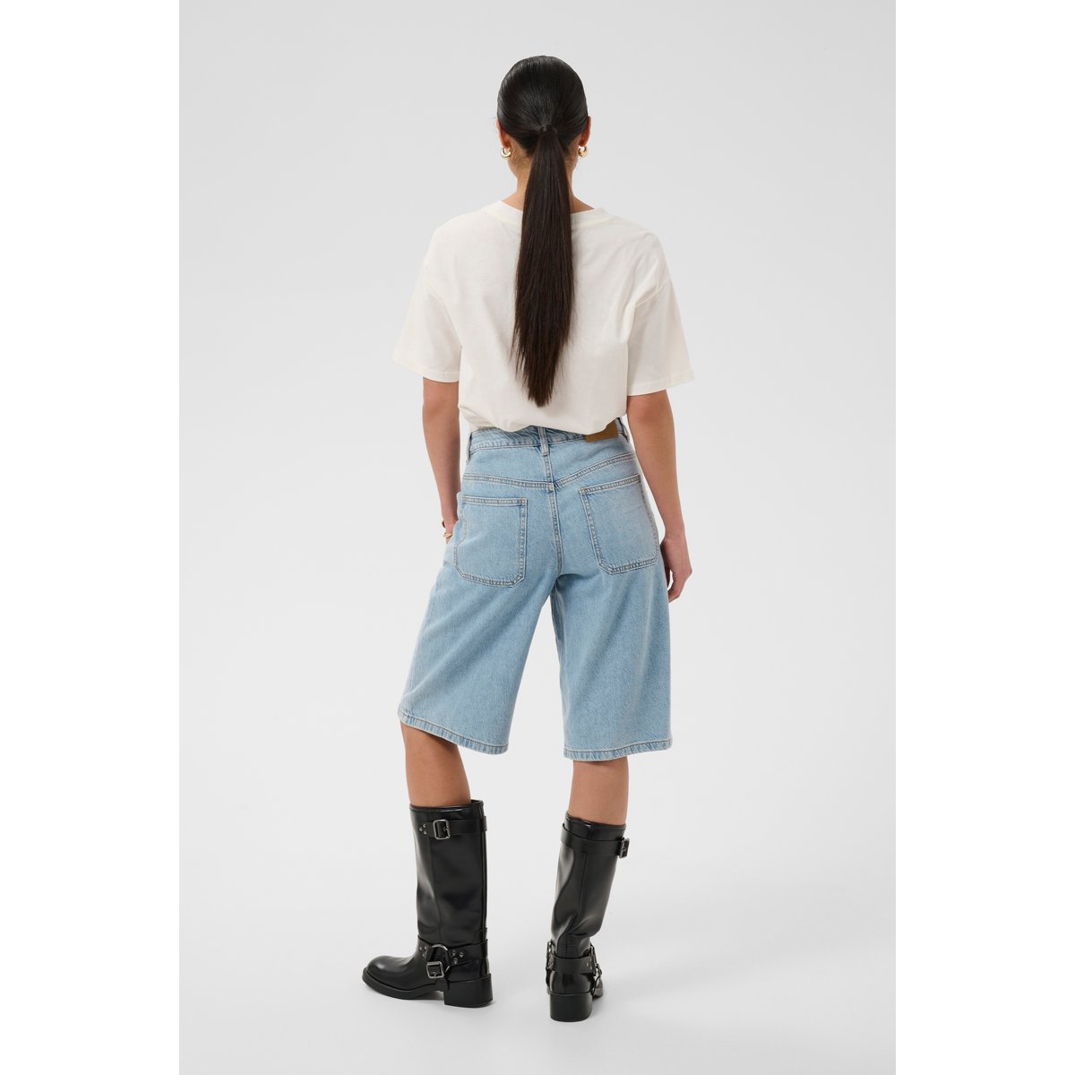 Shorts en jean bleu denim floral light blue washed denim, KAFFE