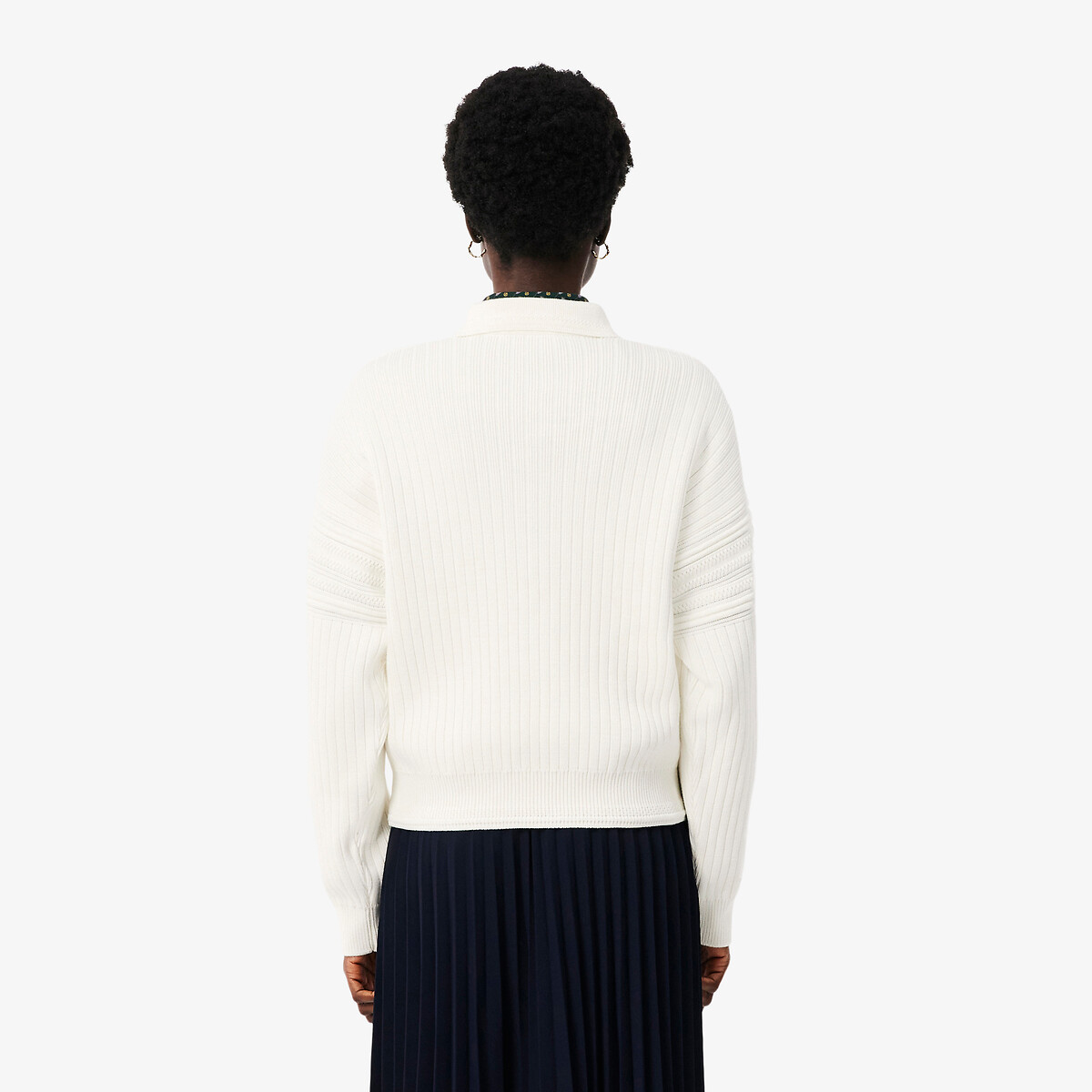 Maglione collo polo, maniche lunghe ecru , LACOSTE