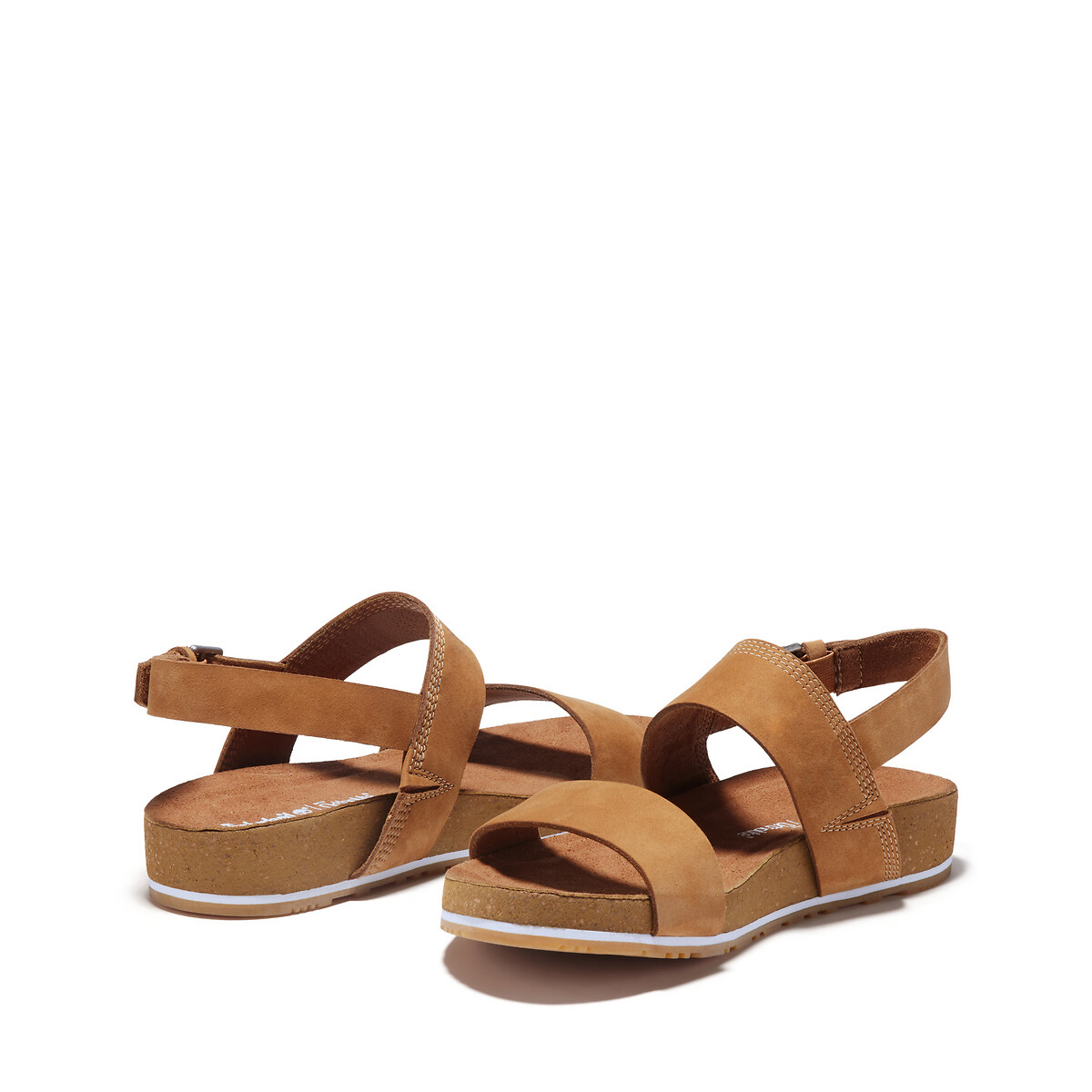 Sandali con zeppa pelle Malibu 2 band marrone, TIMBERLAND