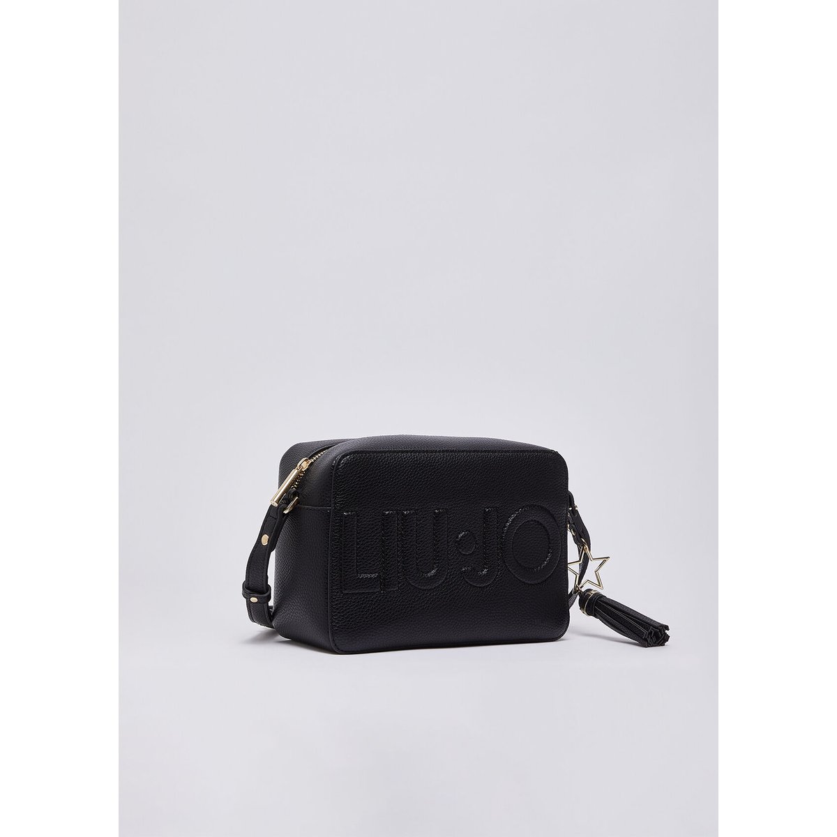 Sac bandoulière format moyen avec charm noir, LIU JO