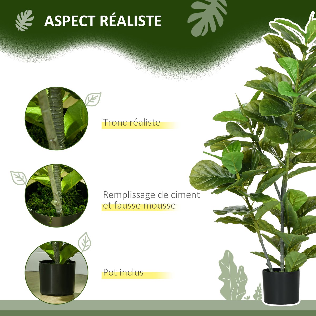 Plantes artificielles Plastique Vert vert, HOMCOM