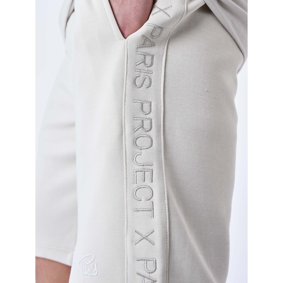 Short Bande logo brodé greige, PROJECT X