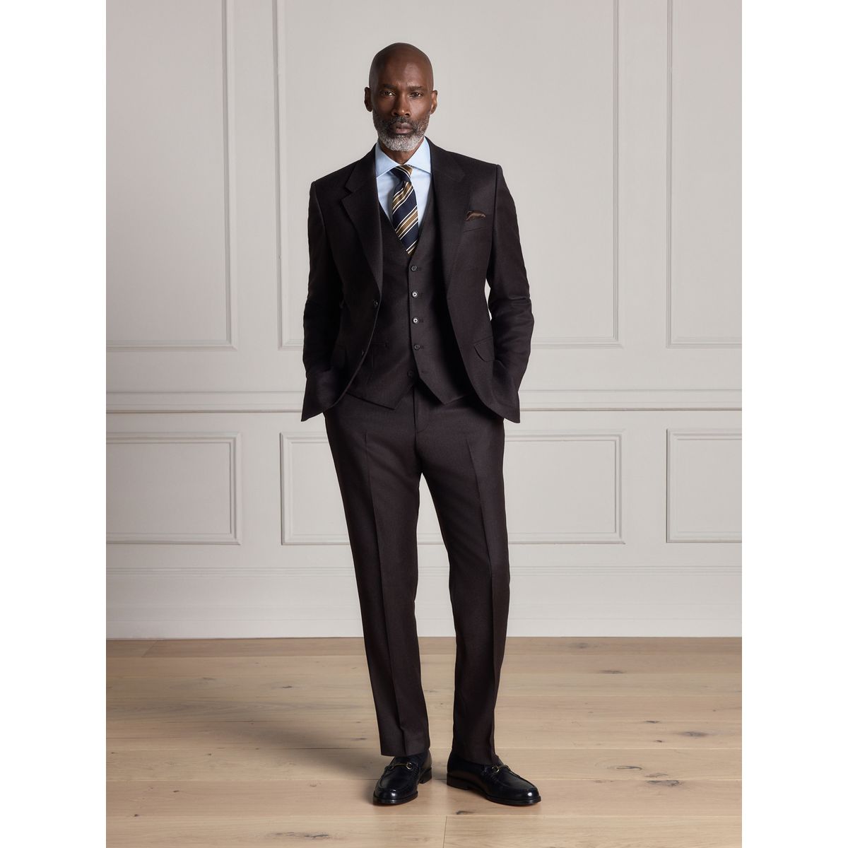 Veste de costume flanelle zignone signature marron, NEXT