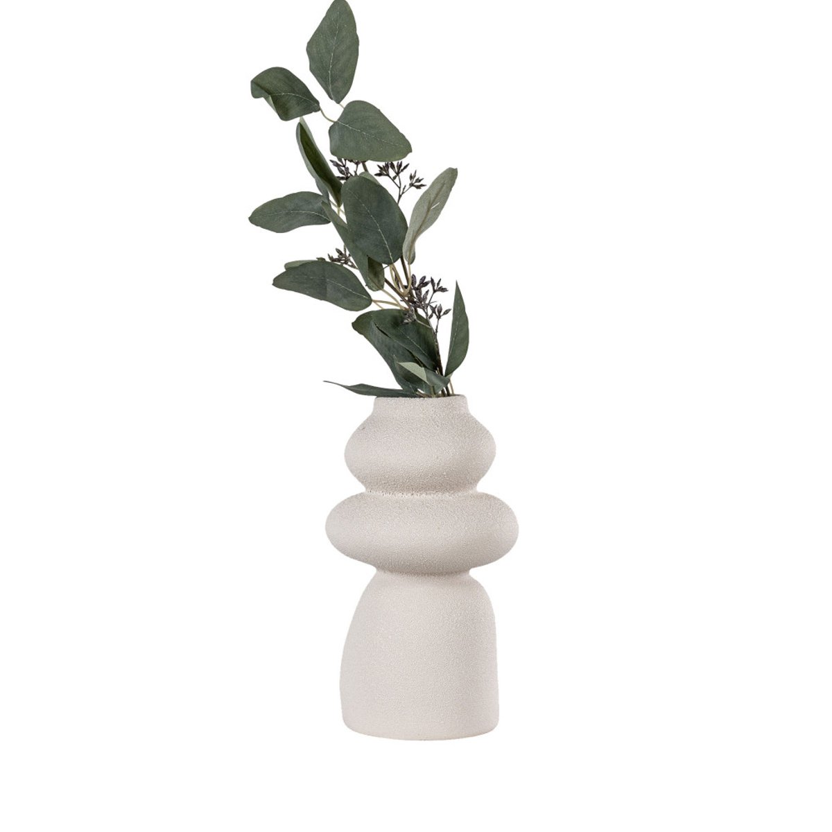 Vase de forme organique en grès H26,5cm- NOSARA blanc ivoire, HOUSE NORDIC