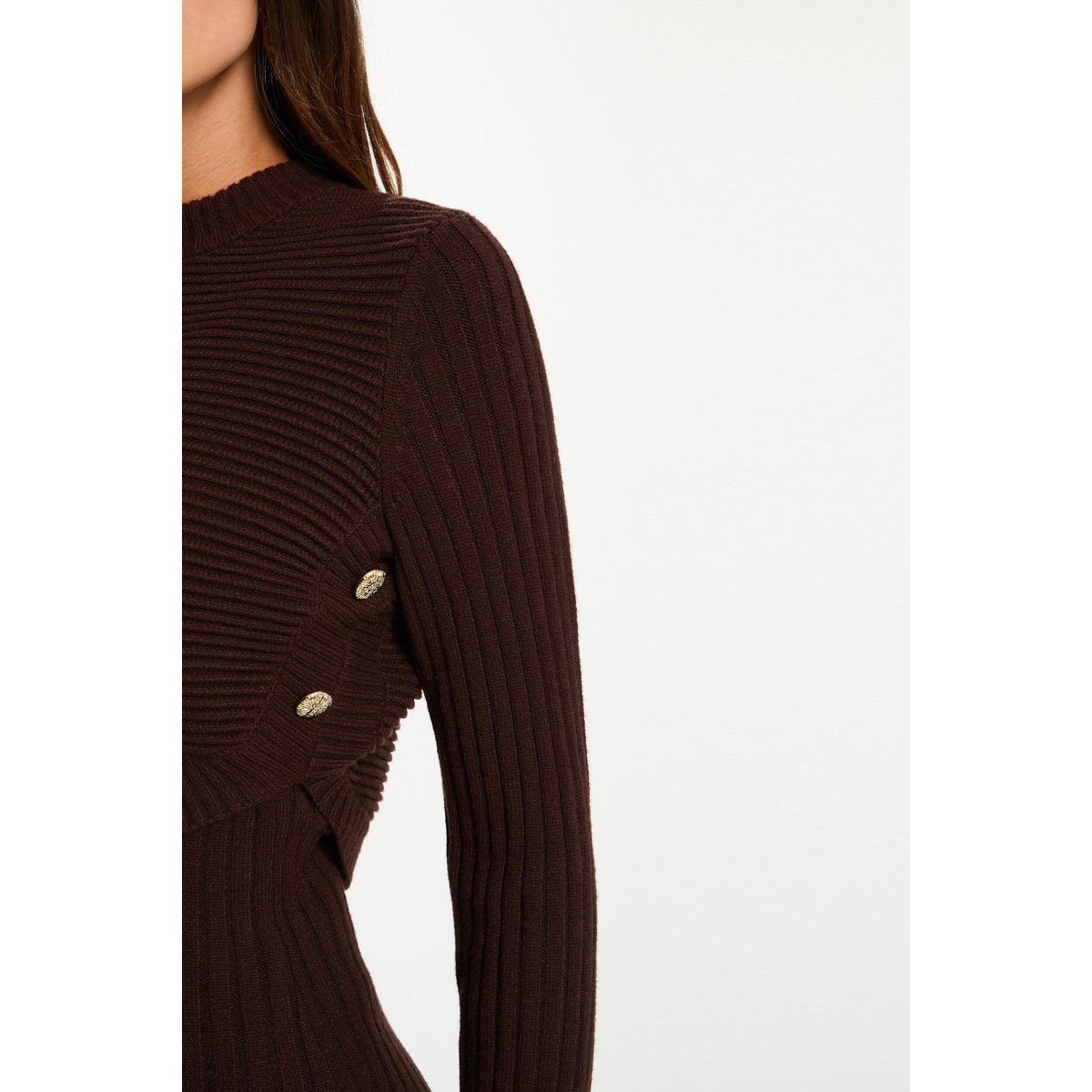 Robe 3/4 cintrée marron foncé, MORGAN