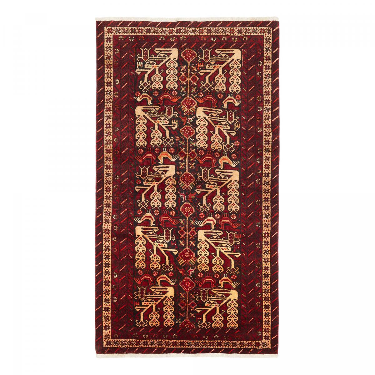 Tapis salon au motif traditionnel, noué main en laine, BALUTSCH 2 bordeaux, beige, noir, UN AMOUR DE TAPIS