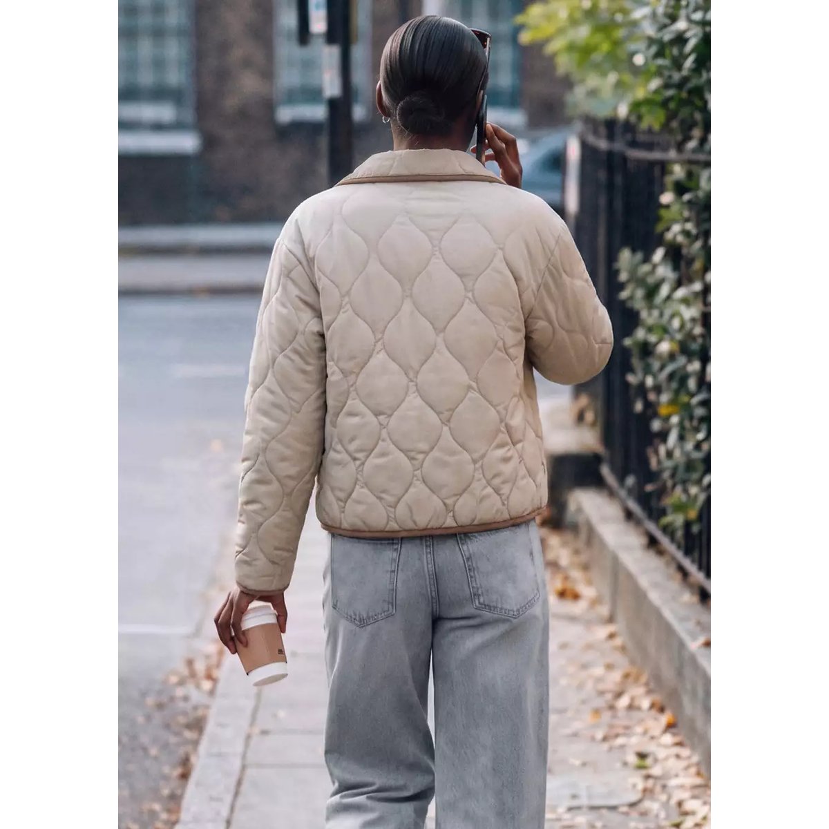 Veste matelassée détail coutures kaki, MANGO TEEN