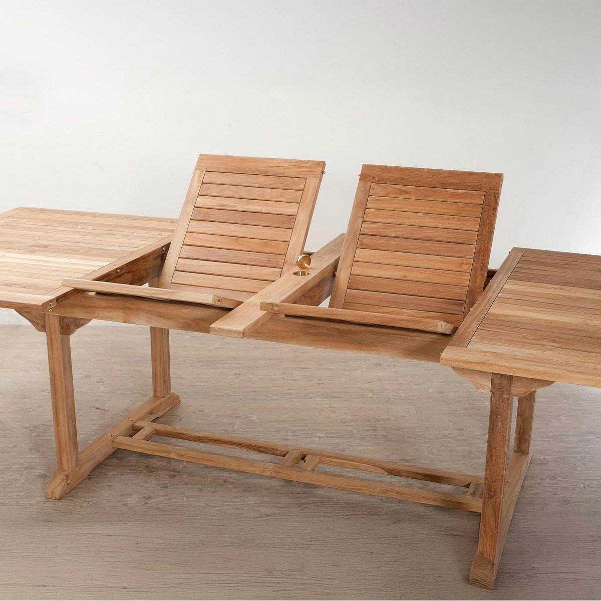 Table de jardin extensible rectangulaire en bois de teck massif 200/300x120cm SUMMER 14 personnes bois naturel, PIER IMPORT