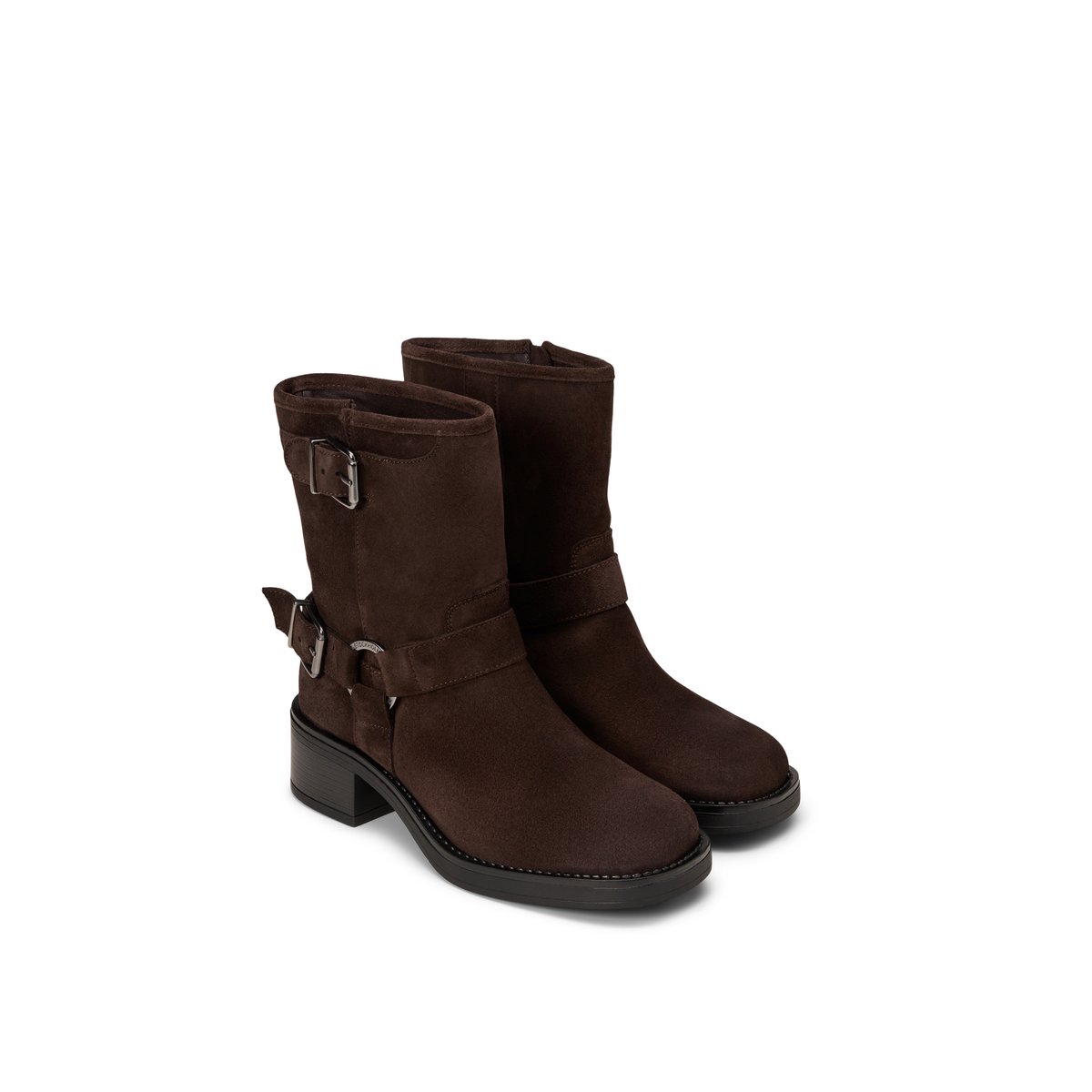 Bottes à tige courte, modèle Raquel en cuir velours souple marron foncé, MARC O'POLO