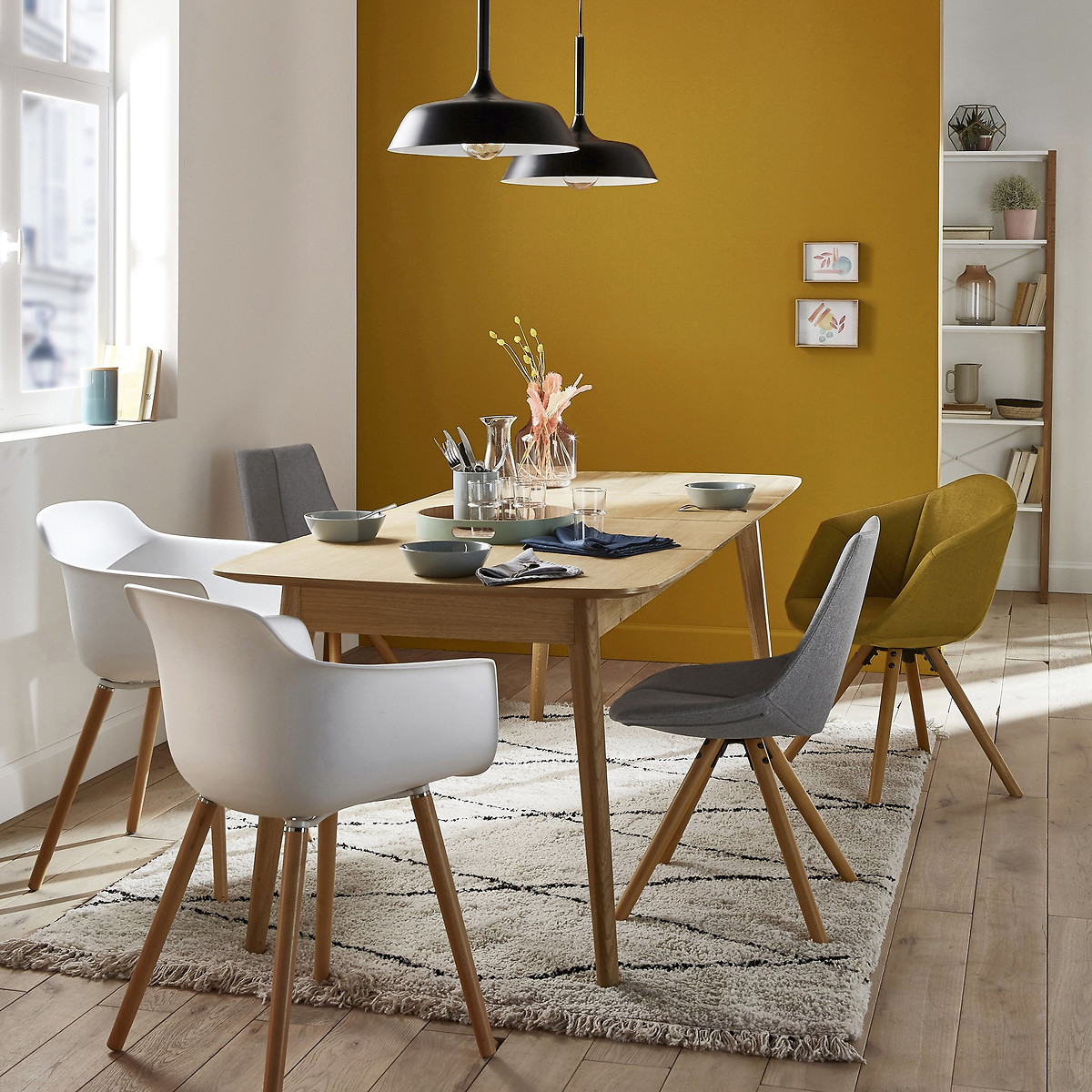 Table à manger, extensible, plaqué chêne, 4 à 10 couverts, BIFACE naturel, LA REDOUTE INTERIEURS