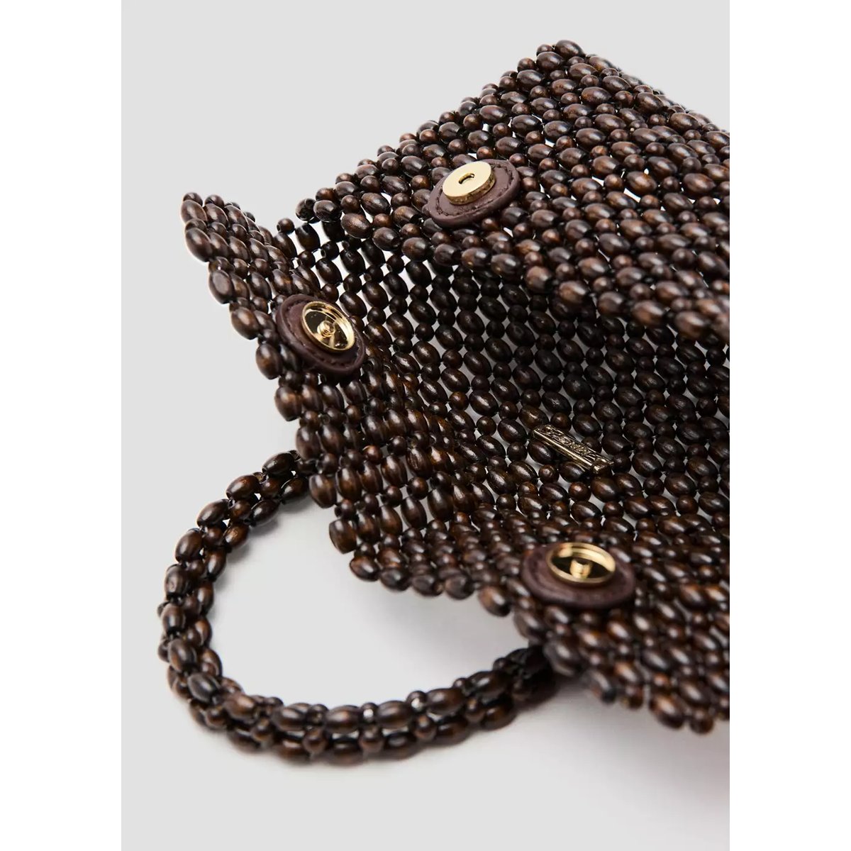 Sac porté main fibre naturelle chocolat, MANGO