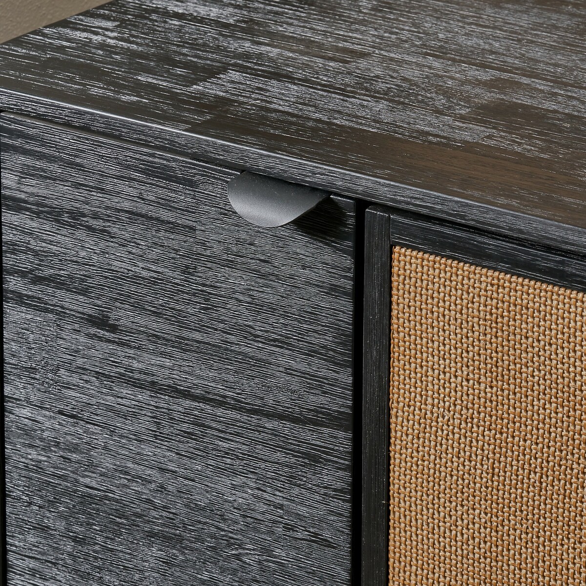 Fenix Acacia Rattan 4 Door Sideboard black/natural, ÉDITÉ