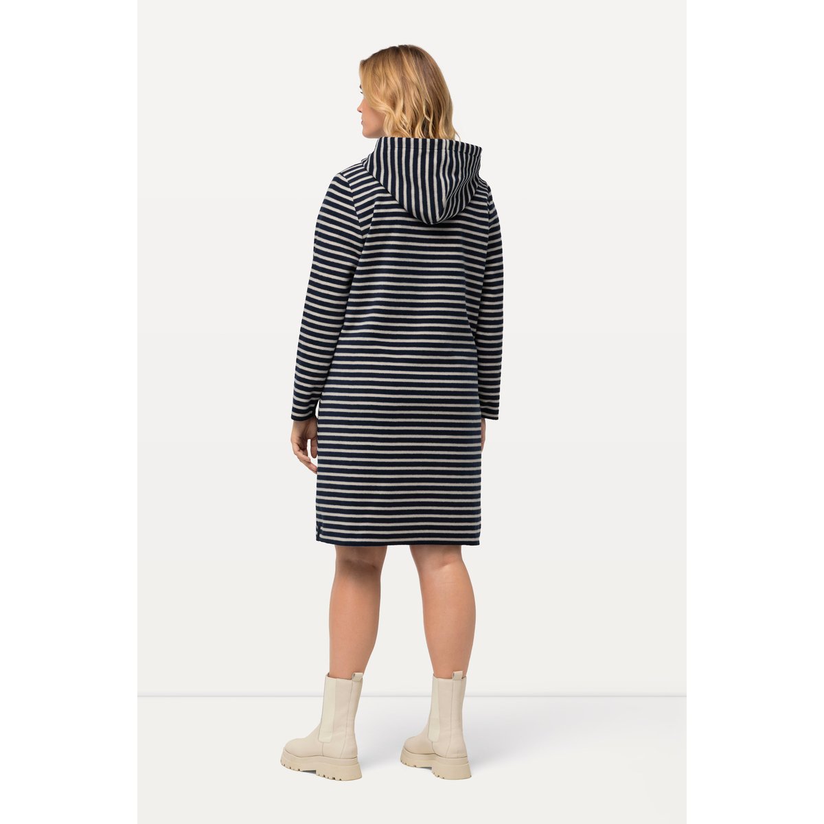Robe en molleton à rayures marine, ULLA POPKEN