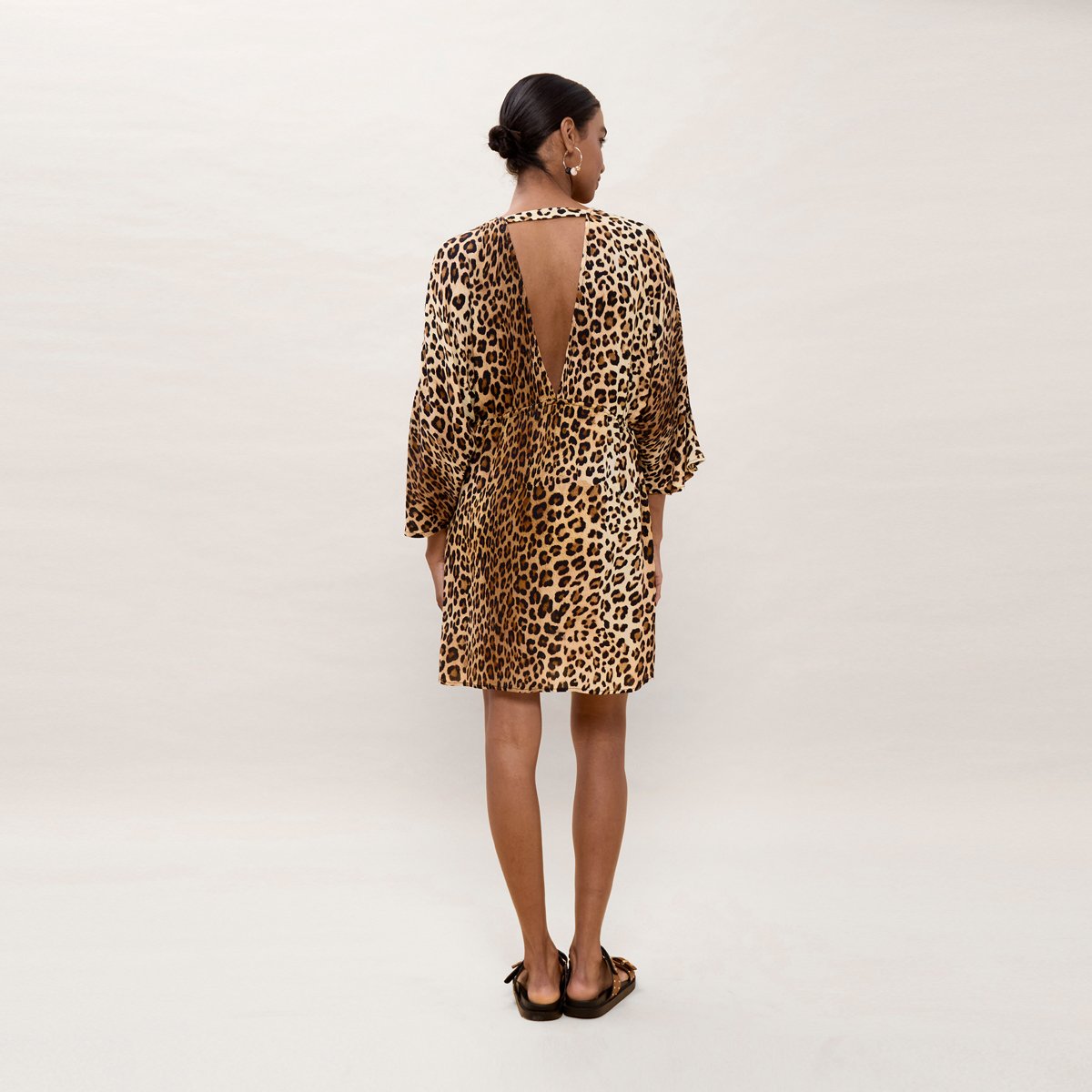 Robe courte imprimée léopard à taille resserrée léopard, LOLA CASADEMUNT