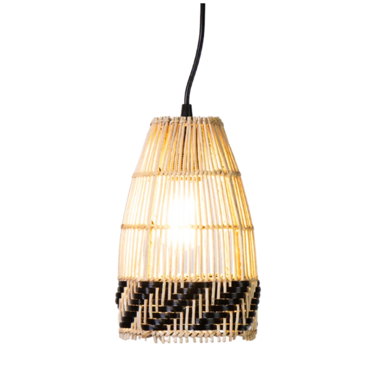 Petite suspension en rotin naturel et noir KOB naturel et noir, HYDILE