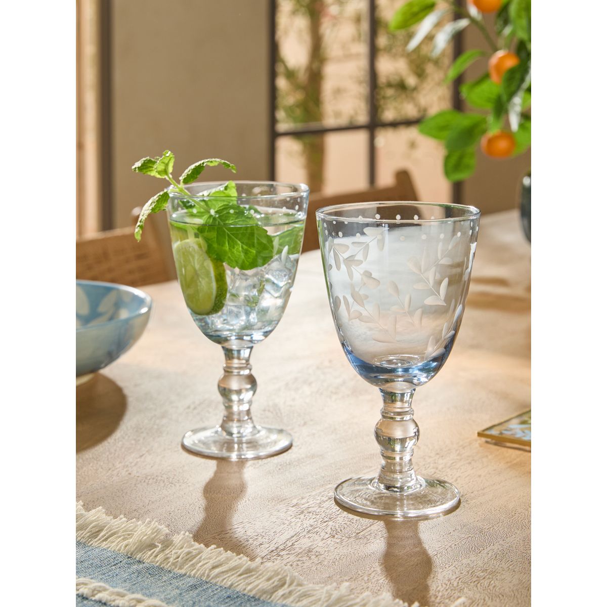 Verre à vin gravé alice, lot de 2 bleu, NEXT