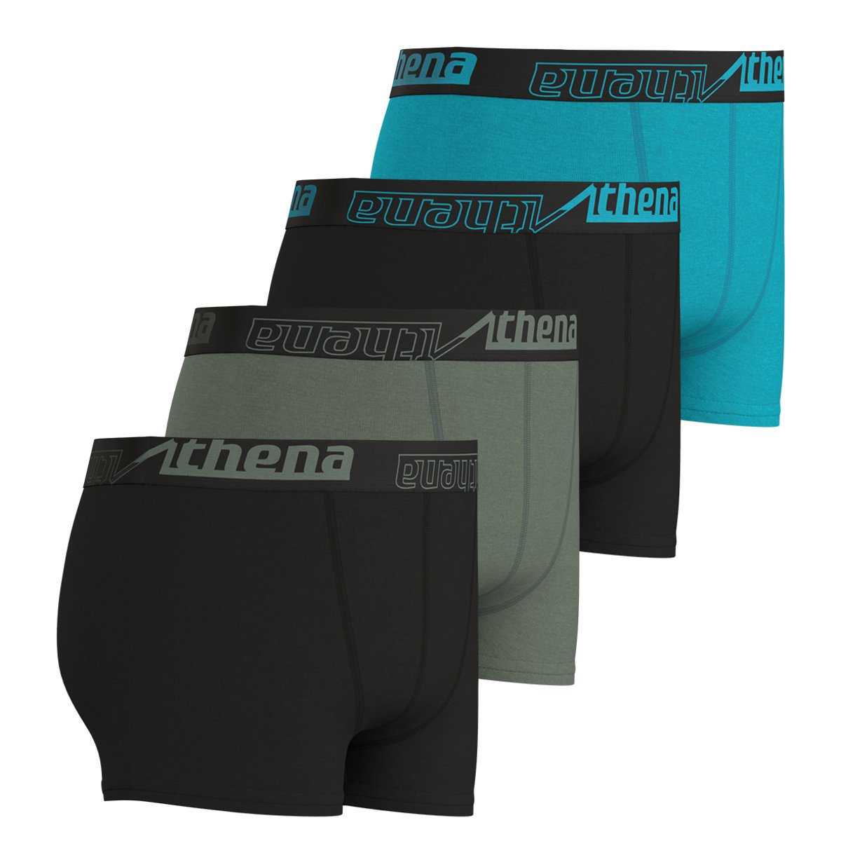 Boxers, lot de 4, ECOPACK SPORT noir-bleu-vert, ATHENA