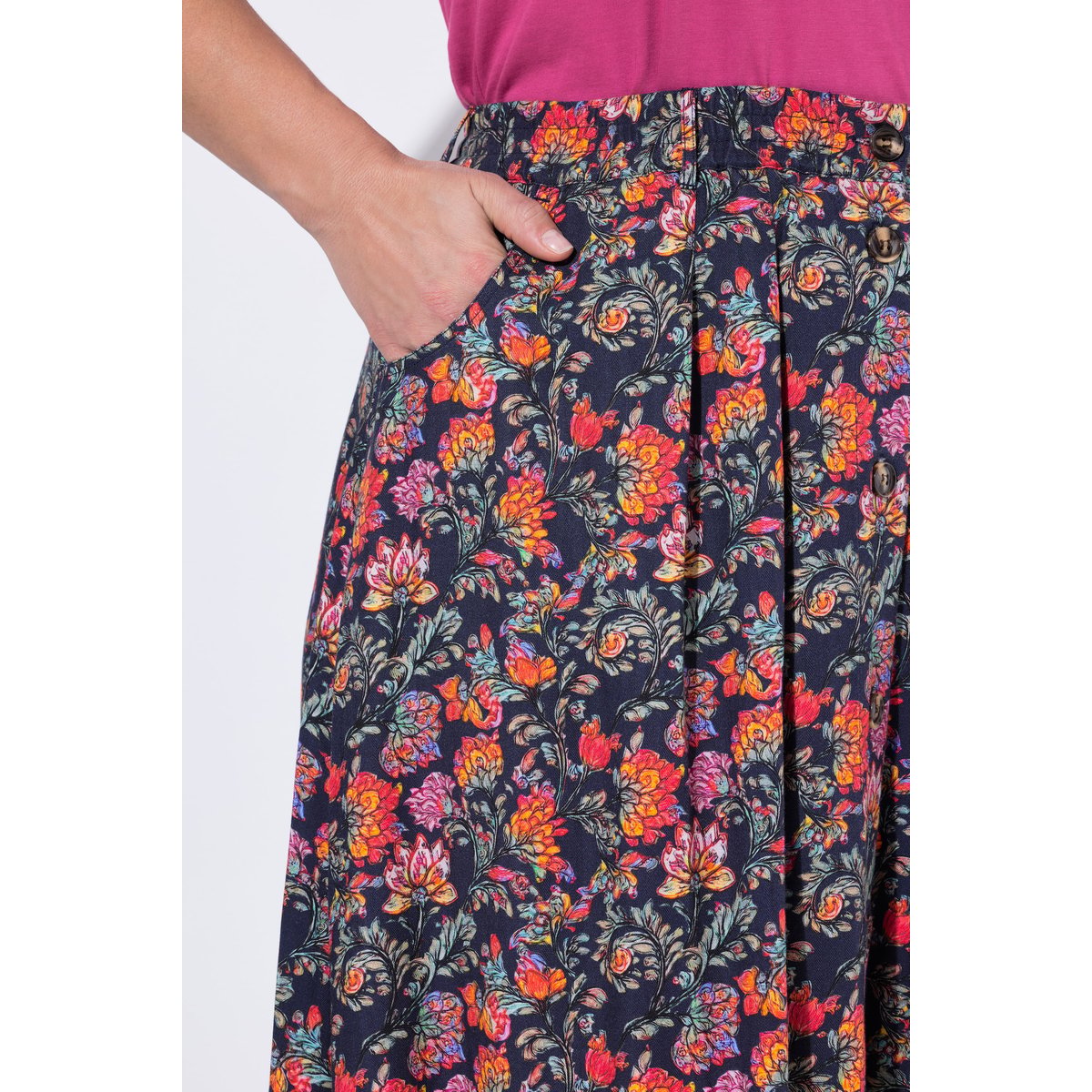 Jupe maxi coupe évasée marine, ULLA POPKEN