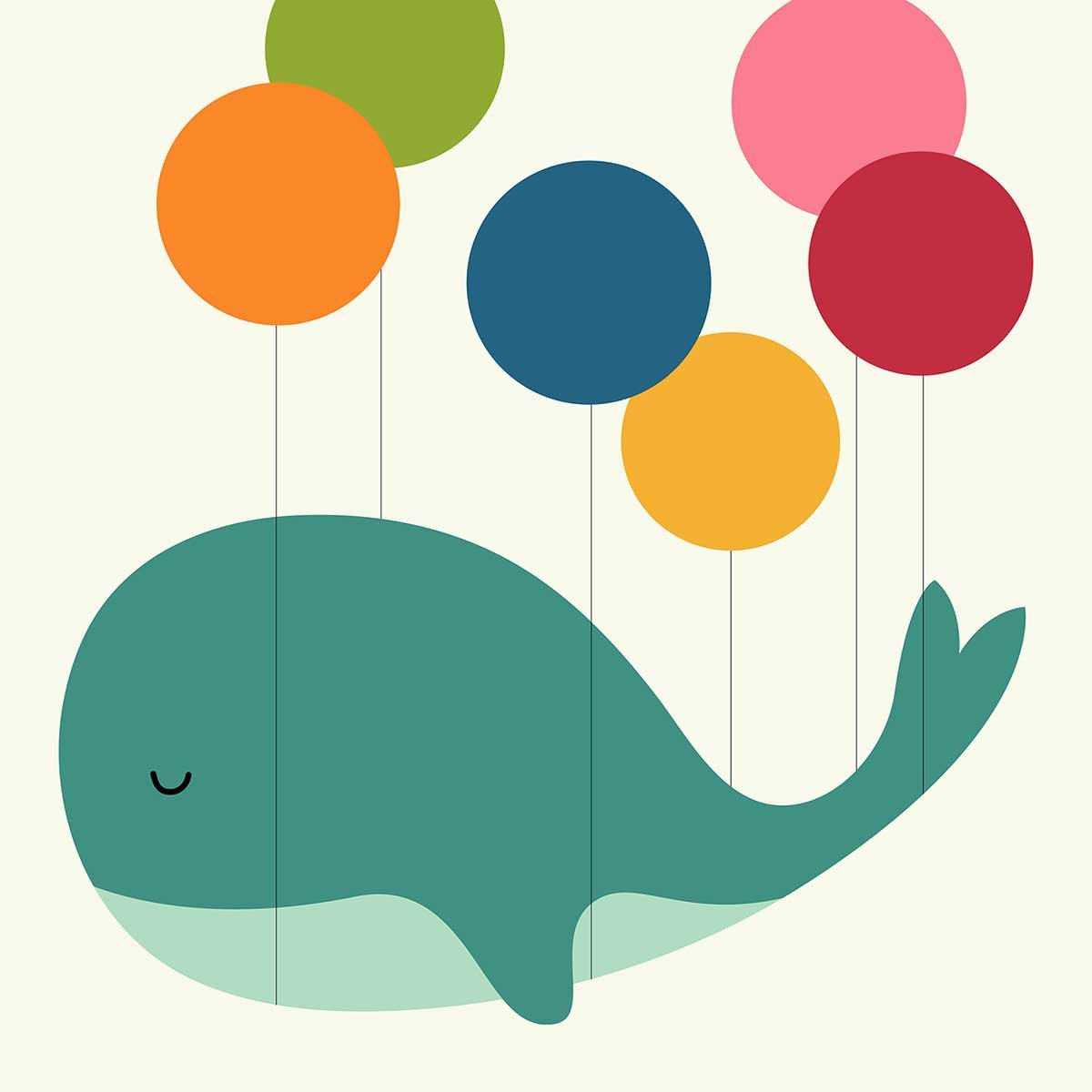 Tableau baleine ballon toile imprimée, HEXOA