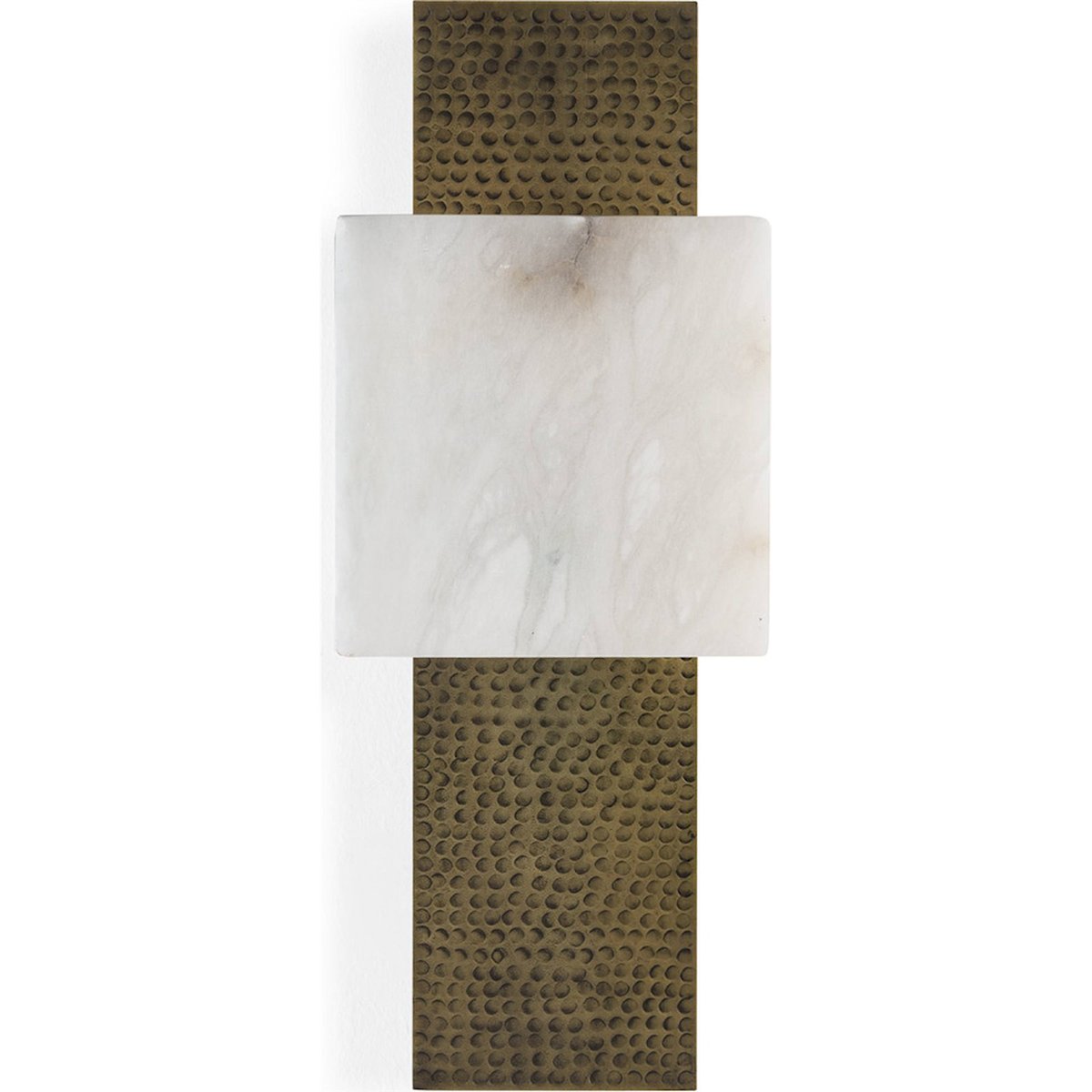 Applique murale en marbre et laiton rectangulaire blanc albâtre et laiton vieilli, RECOLLECTION