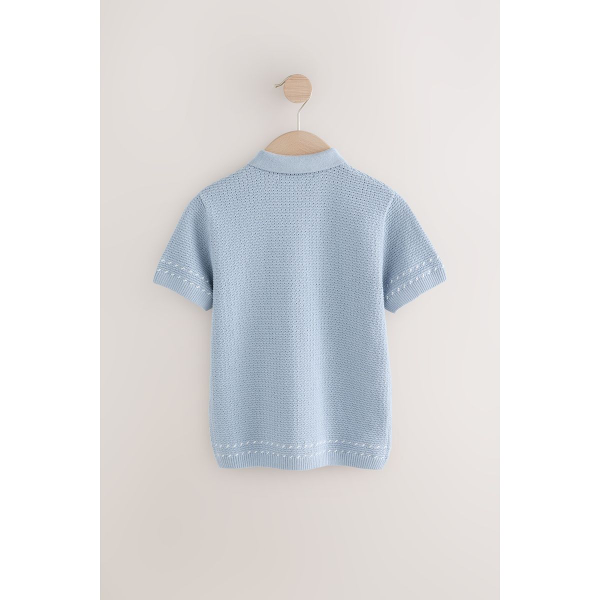 Polo en maille à manches courtes bleu clair, NEXT