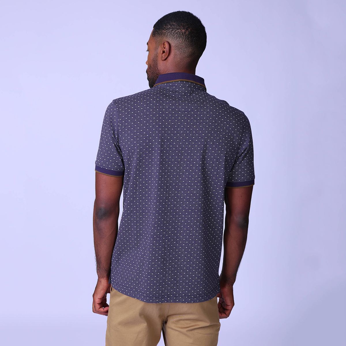 Polo micro-imprimé Honoré bleu marine, MISE AU GREEN