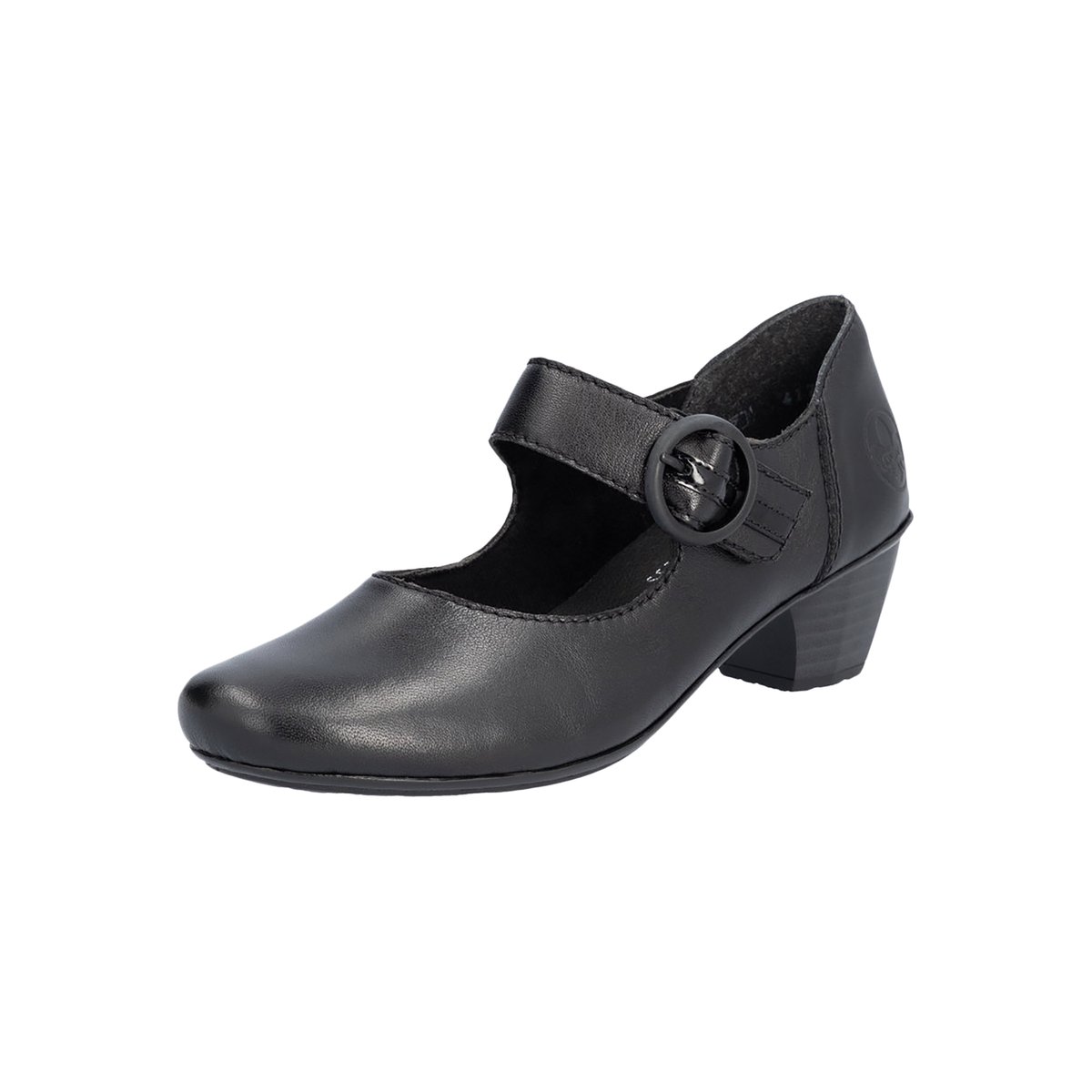 Escarpin cuir talon décroché bas noires, RIEKER