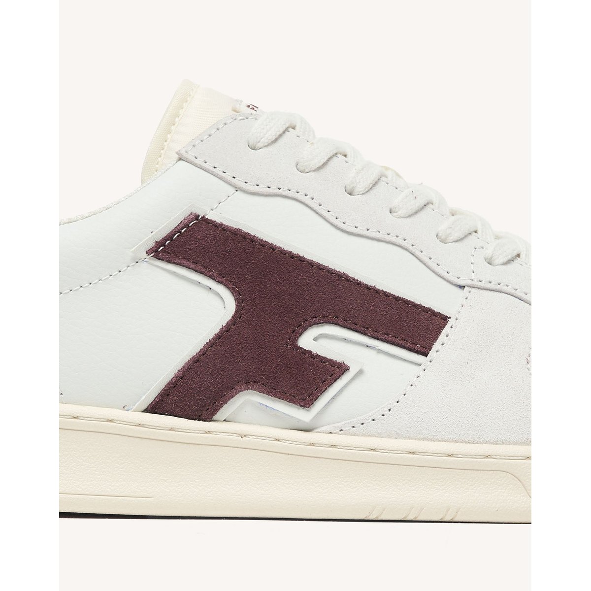 Baskets basses en cuir Blanc et brun rosé blanc et brun rosé, FAGUO
